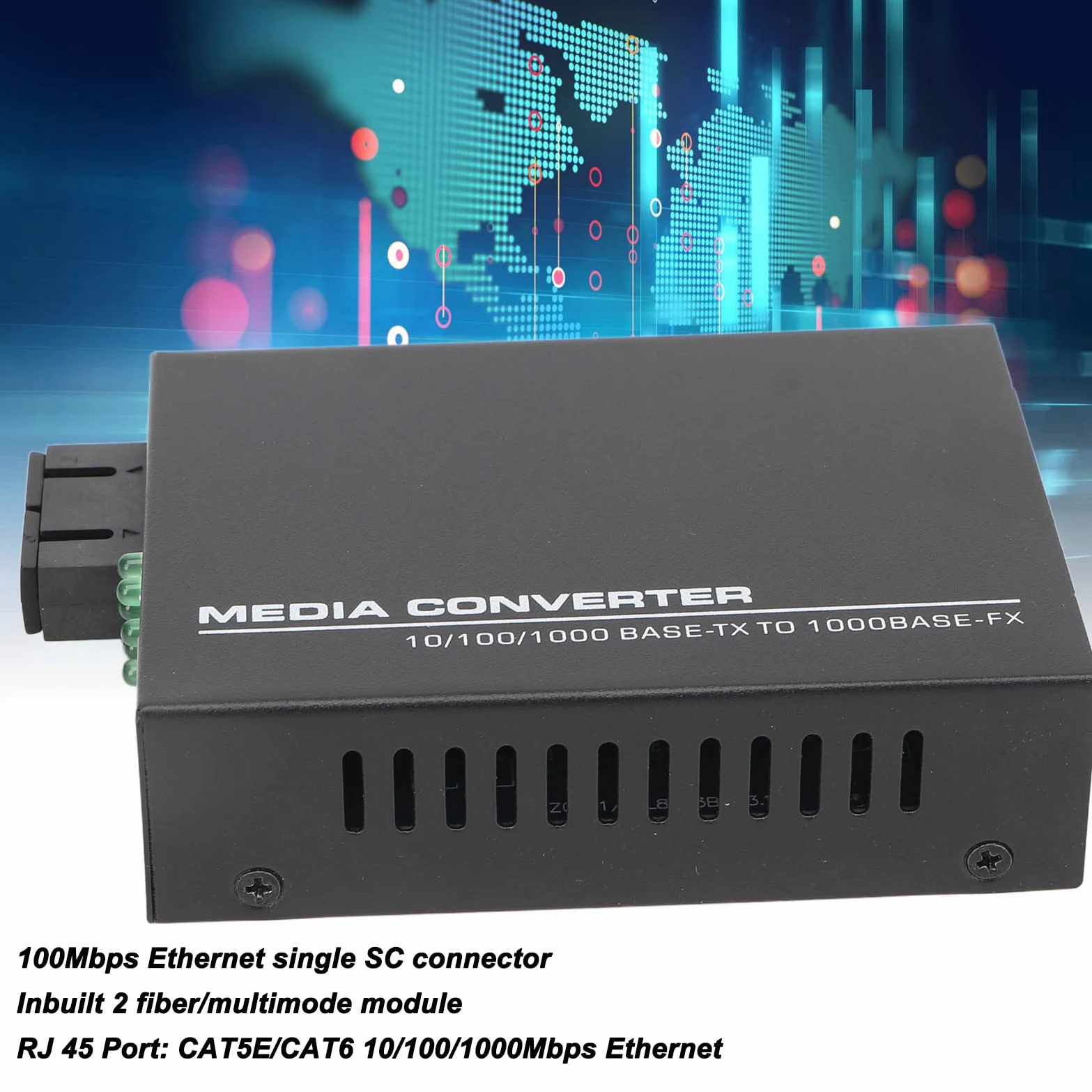 Bewinner Convertitore Multimediale in Fibra Ethernet Multimodale Gigabit, SFP a RJ45, da Fibra a Ethernet, 10 100 1000Base TX (Spina UE)