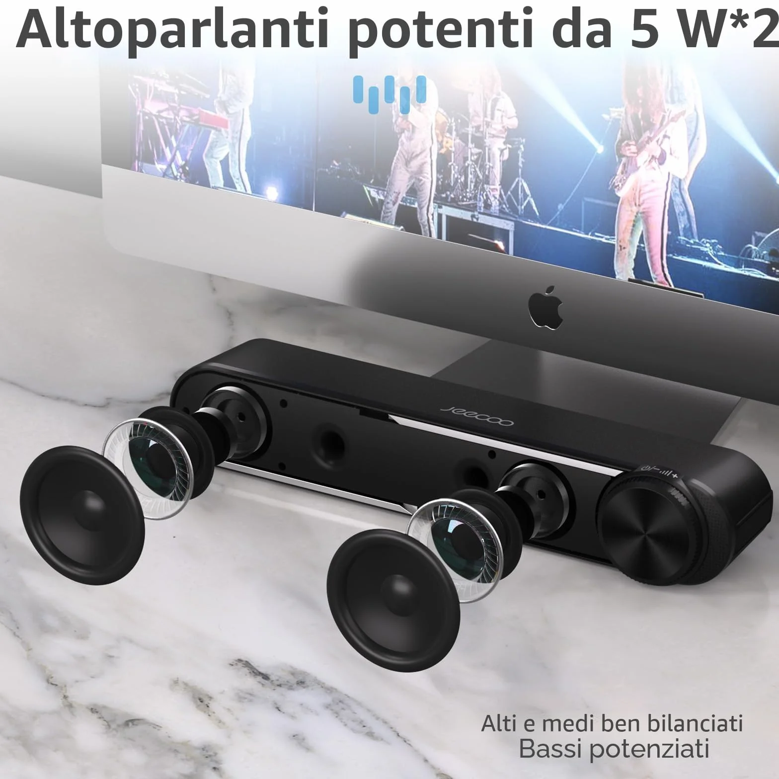 Jeecoo Soundbar PC 10W USB Alimentazione Jack 3.5mm Altoparlanti Computer Monitor TV