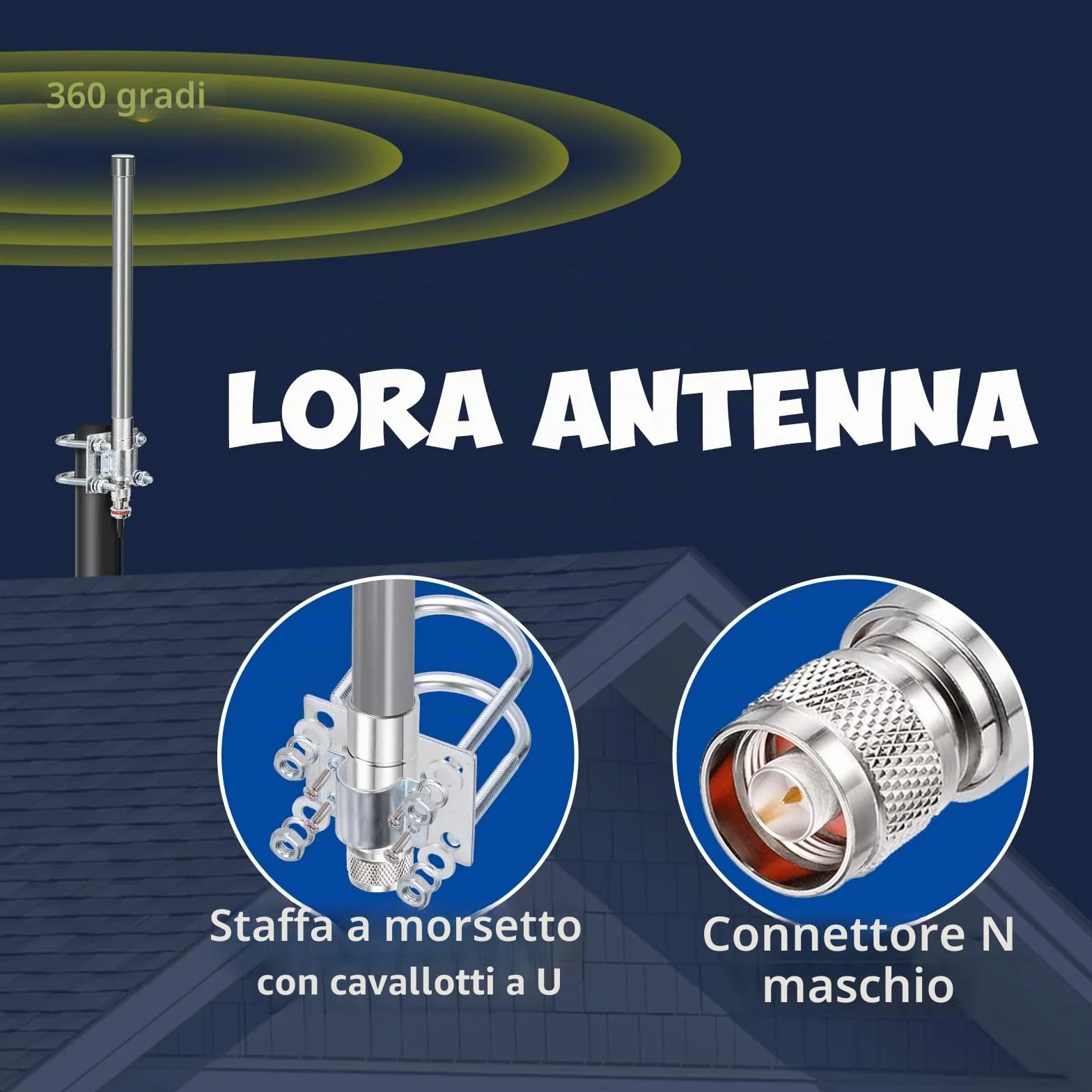 Bingfu 868 MHz Antenna LoRa, Antenna LoRaWAN Esterna in Fibra di Vetro 3dBi N-Maschio 50 ohm Impermeabile per Hotspot RAK HNT Bobcat Helium Miner, Cavo Prolunga da N-femmina a RPSMA-maschio 1 m