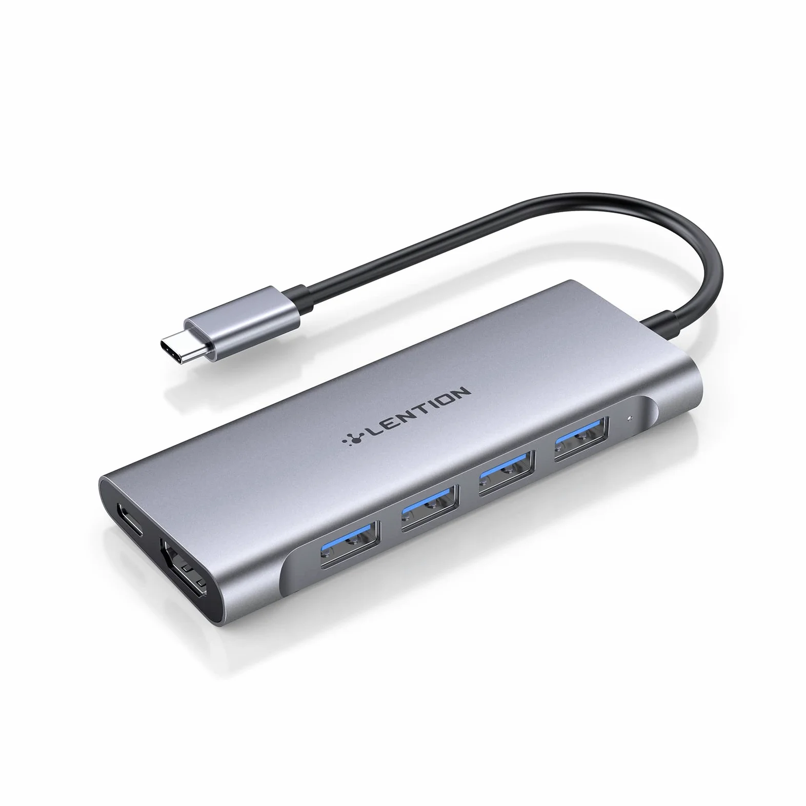 LENTION Hub USB C HDMI 4K, 4 Porte USB 3.0, PD 100W Ricarica di Tipo C, Adattatore per 2023-2016 MacBook Pro M2 M1, Mac Air, iPhone 15 Plus Pro Max, Surface PRO 9, Chromebook (C35H, Grigio Spazio)