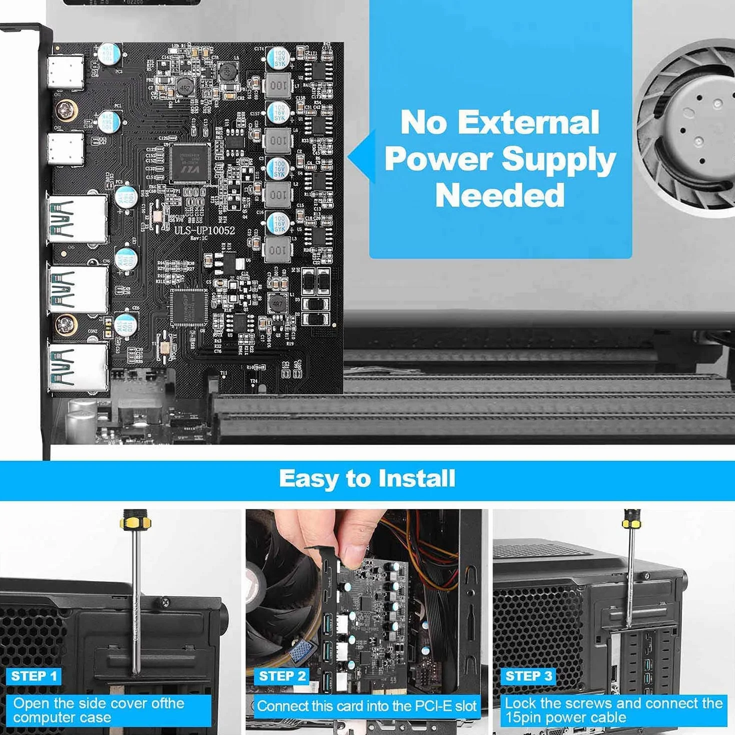 Scheda da PCIe a USB 3.2/3.1 Gen 2, 5 Porte Scheda di espansione USB 20Gbps Interna PCI Express USB3 per PC Windows 10/8/7 MAC OS
