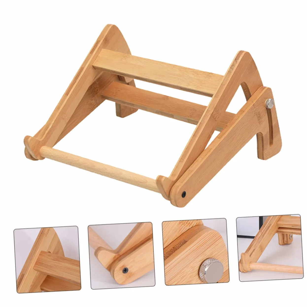 Supporto Altezza Cavo Angoli Design Regolabile Arrotondati, Computer Portatile, in Legno Beige Scrivania, per Laptop, per Ufficio e Casa