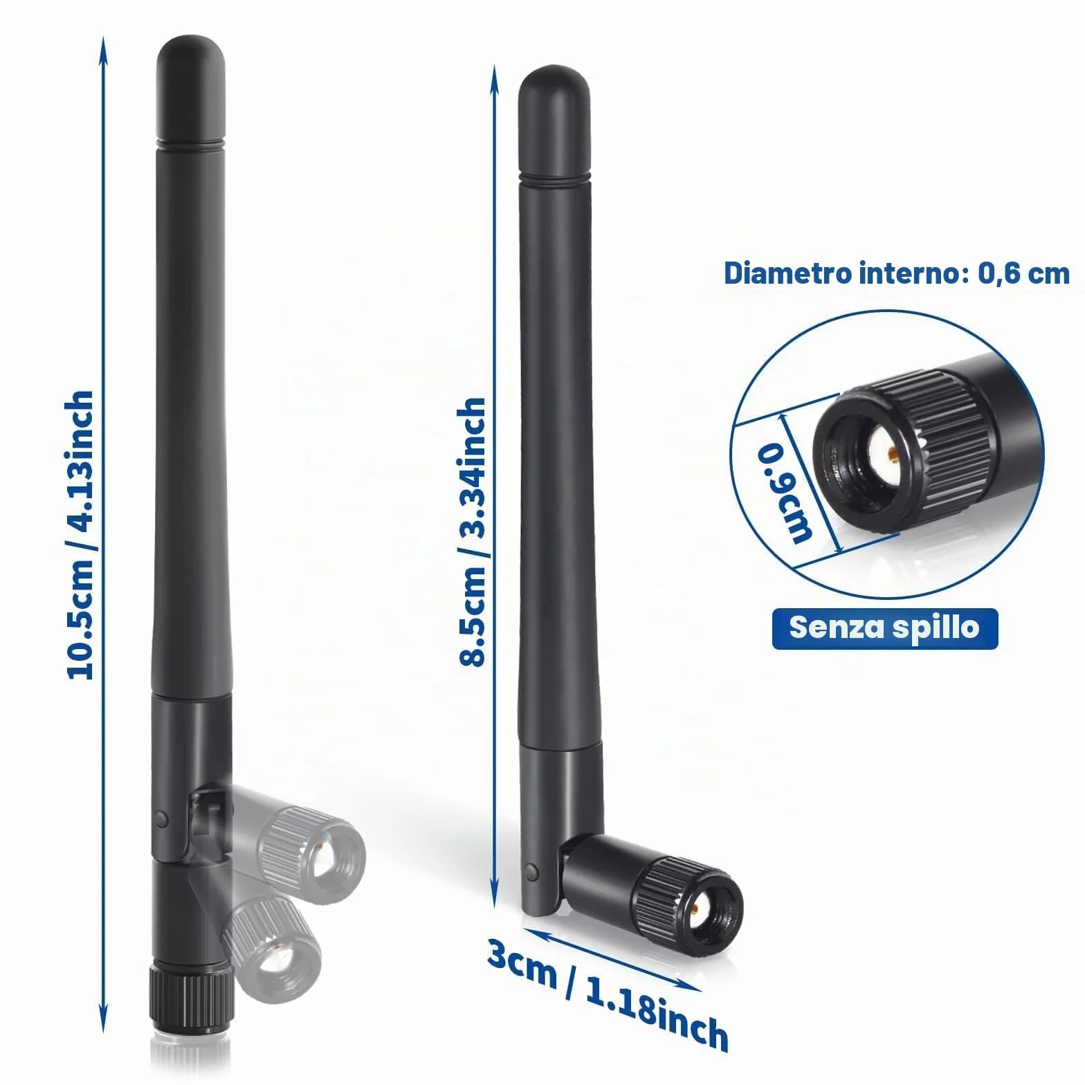 Bingfu Antenna WiFi 2,4 GHz 5 GHz 5,8 GHz Bibanda 3 dBi Maschio RP-SMA per Scheda Rete Wireless Router WiFi Telecamera IP Sicurezza Videocamera di Retromarcia Blutooth Stereo Adattatore USB
