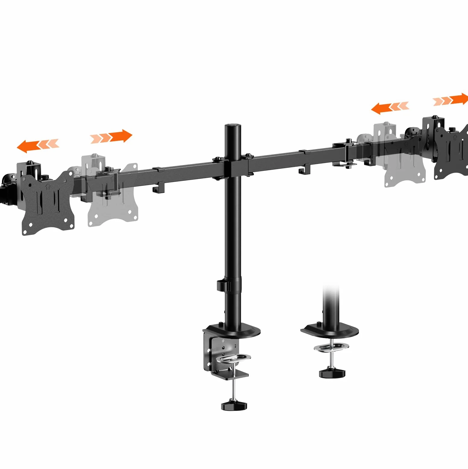 PUTORSEN Supporto per 2 monitor per schermo da 17-32 pollici, fino a 9 kg | Altezza del palo di 438 mm con ulteriore campo di regolazione fine di 40 mm, braccio scorrevole VESA per 2 monitor