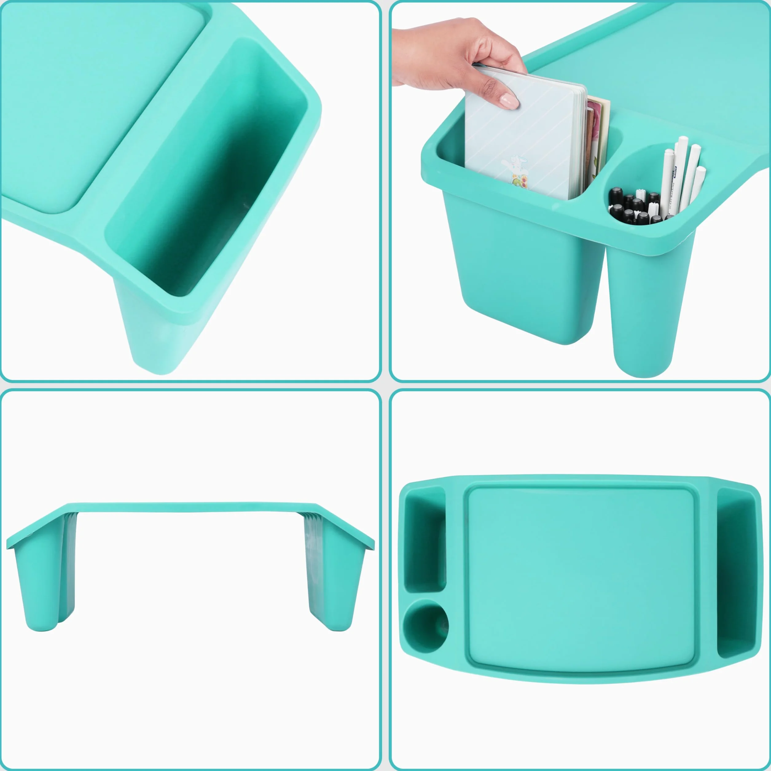 BELLE VOUS Vassoio Letto Multiuso Blue con 3 Scomparti - Supporto PC Letto con Tasche Laterali - Scrivania Letto per Laptop, Portavivande, Colazione, Lettura, Notebook, Gioco e Molto Altro