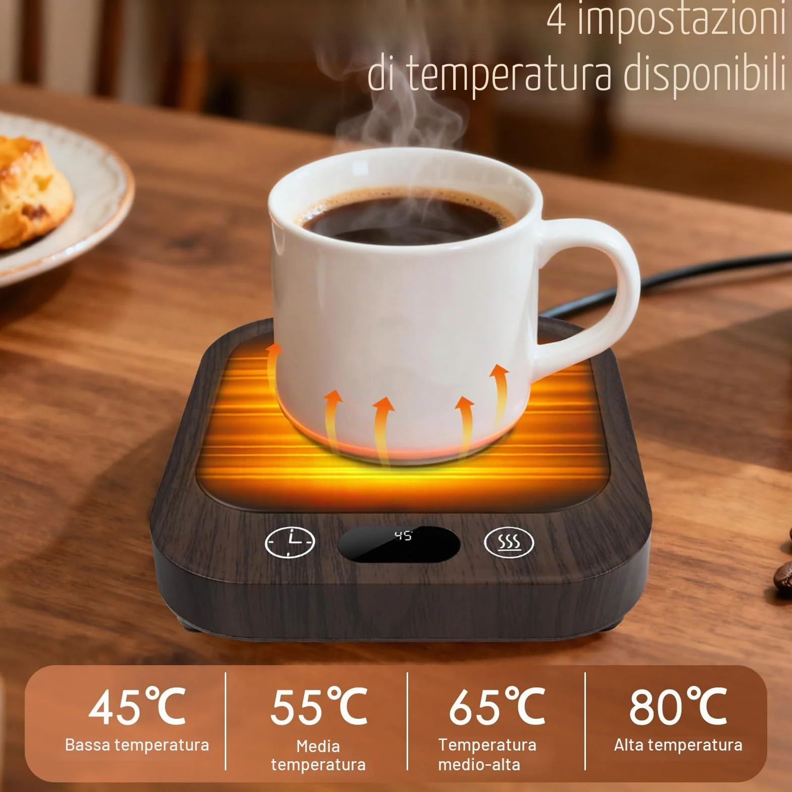 Scaldatazze Scalda Tazze,con 4 Impostazioni Temperatura, con Spegnimento Automatico,Scalda Tazzine da Caffè per Latte, Tè, Acqua
