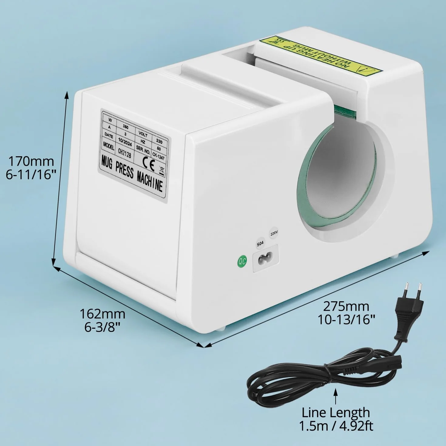 QWORK® Pressa per sublimazione per tazze da 350 ml - 3 impostazioni di temperatura 160/180/200℃ e 2 timer 200s/300s - Compatibile con inchiostro infusibile e fogli di trasferimento