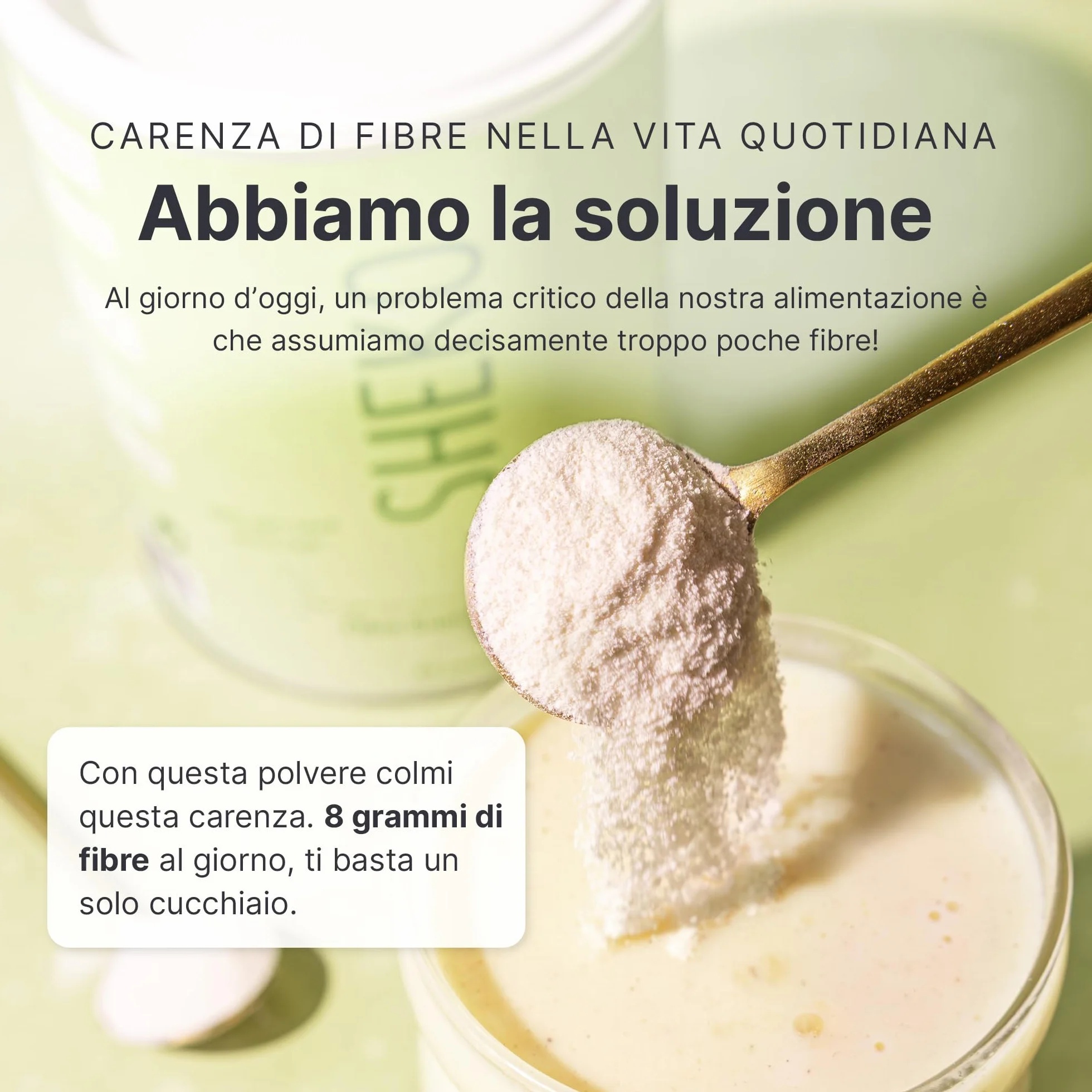 SHEKO Fibre Alimentari in Polvere 300g - Fibre ad Alto Dosaggio per la Digestione, Salute Intestinale, Saziante, Vegano, Senza Lattosio