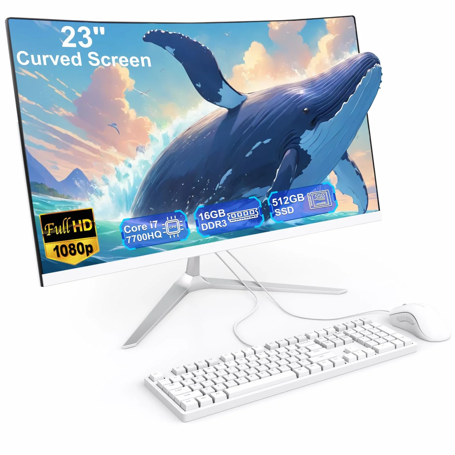 Computer Desktop All-in-One 23,8 Pollici Core i7 7700HQ 16 GB RAM 512 GB SSD WiFi Bluetooth 5.0
