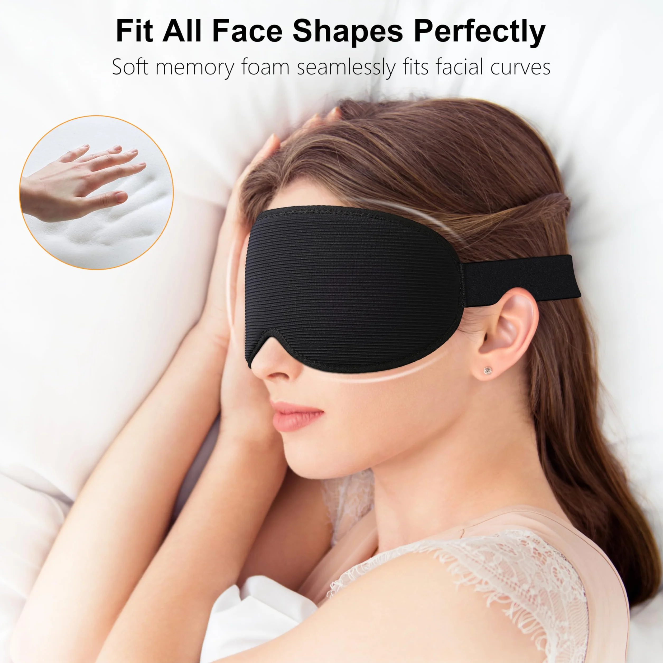 Gritin 3D Mascherina per Dormire Bloccare Luci, Maschera Occhi Zero Pressione, Morbida Traspirante per Sonno e Viaggio