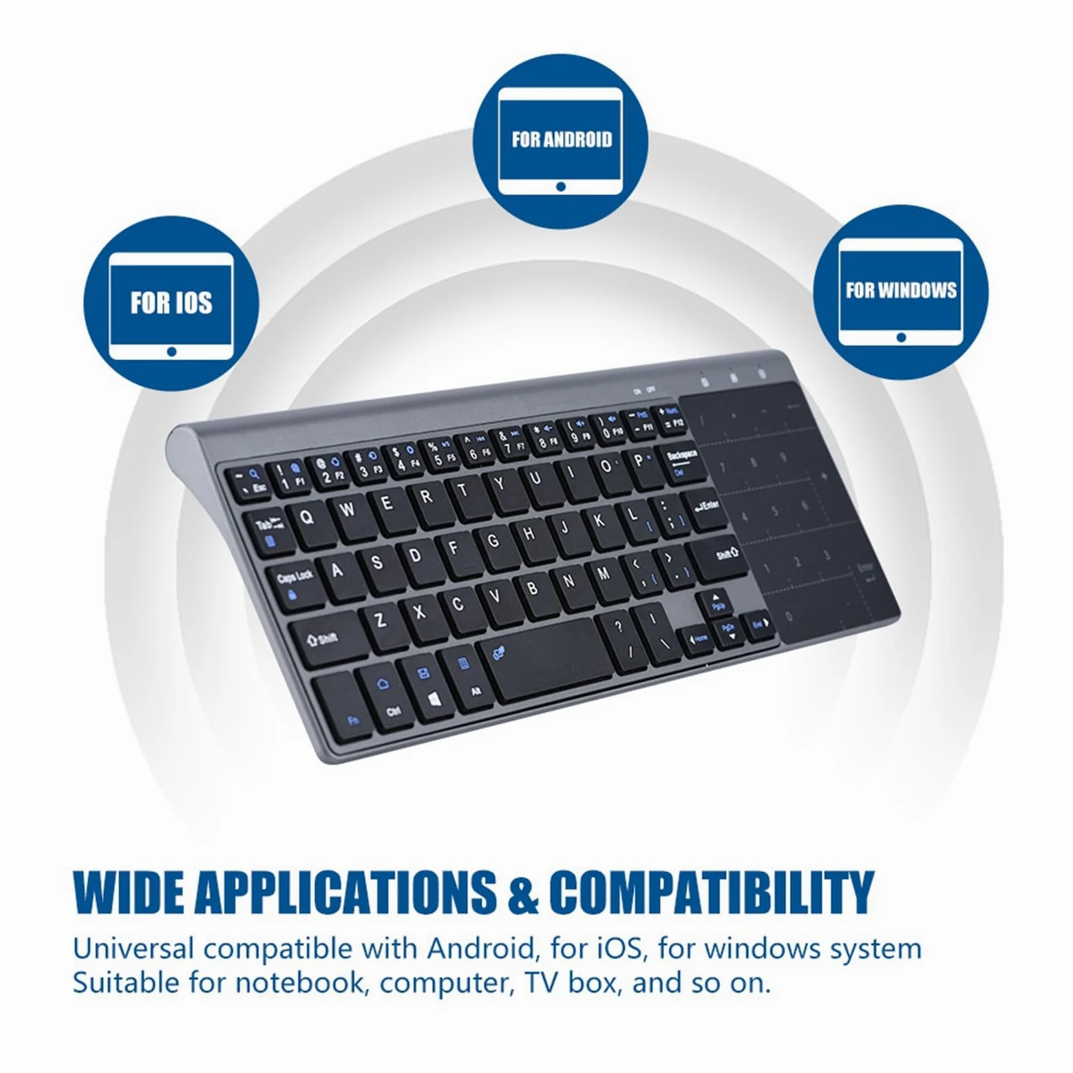 Zerone Mini Tastiera Wireless 2.4Ghz con Touchpad Tastierino Numerico Tastiera Portatile Ultrasottile Mouse Combo per PC Laptop Smart TV HTPC Android