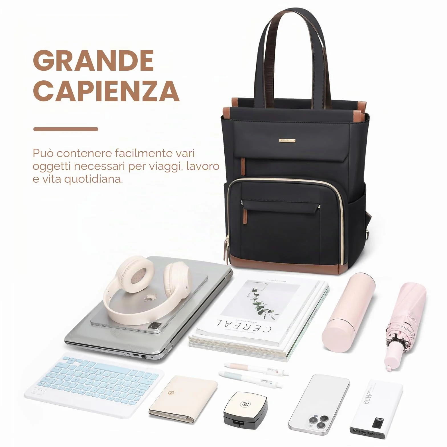 Zaino Porta PC Donna 16 Pollici Antifurto, Impermeabile Computer Backpack Capiente per Laptop, Viaggi, Ufficio, Scuola