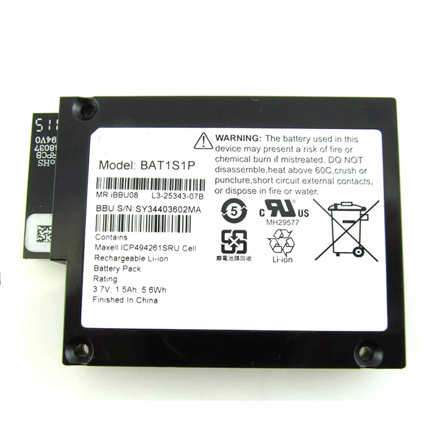 3.7V 1.59Ah 5.9Wh BAT1S1P Backup Unit Batteria per LSI Logic BBU-iBBU08 MegaRaid RAID 81Y4451 IBM M5000 M5014 M5015 M5016 M5110 9260 9261 9260-8i 9280-8i Series Controllers