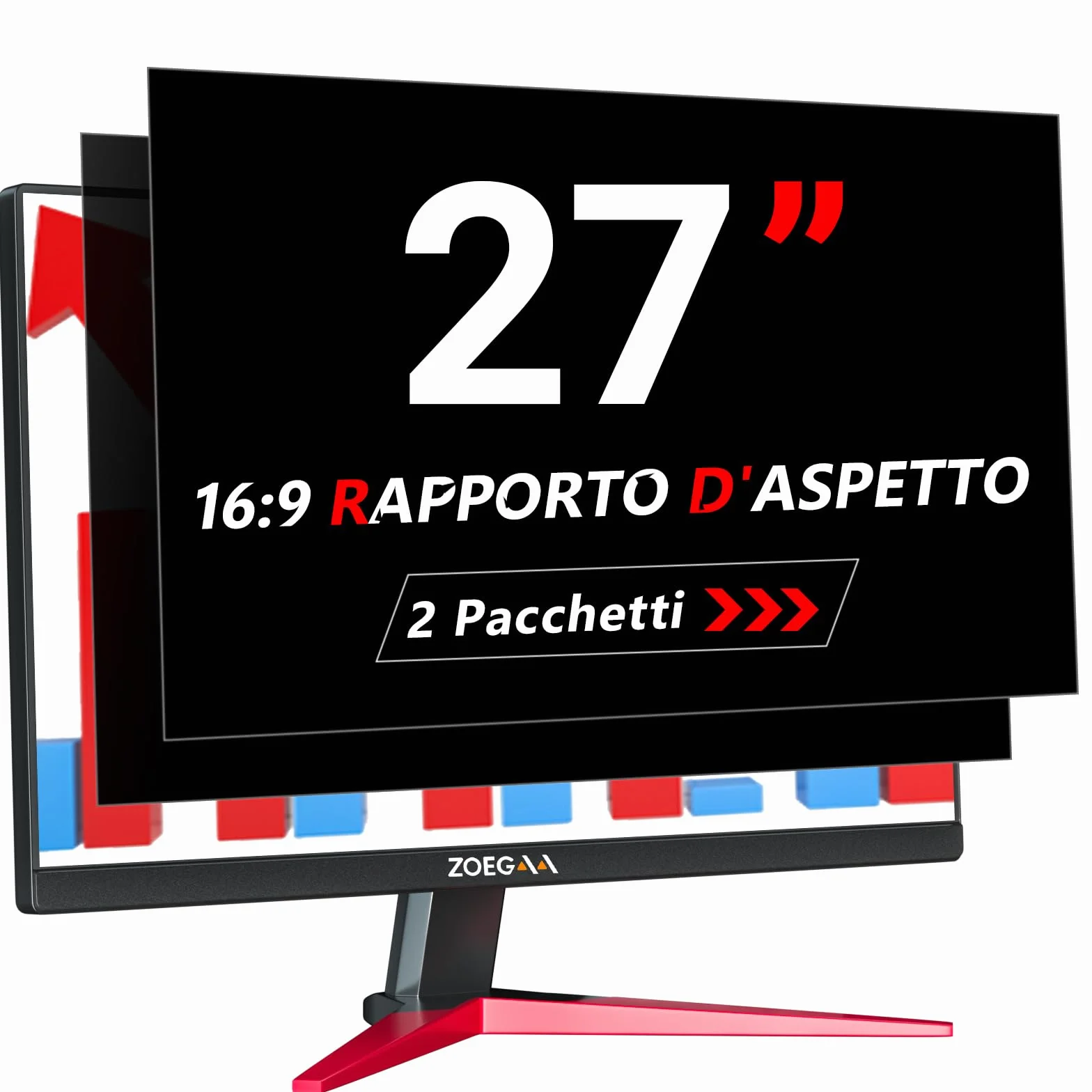 ZOEGAA Confezione da 2 Pellicole Privacy Monitor 27 Pollici per Computer 16:9 - Filtro Privacy Antiriflesso con Protezione Luce Blu per PC, Rimovibile a Doppia Faccia, Protezione Dati a 180°