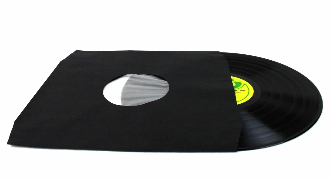 25 pezzi Busta Copertina DELUXE custodia interna con angoli sagomati antistatica di alta qualità in carta nera + velina per dischi vinile formato LP 33 giri a 12" maxi single (diam. 30 cm)