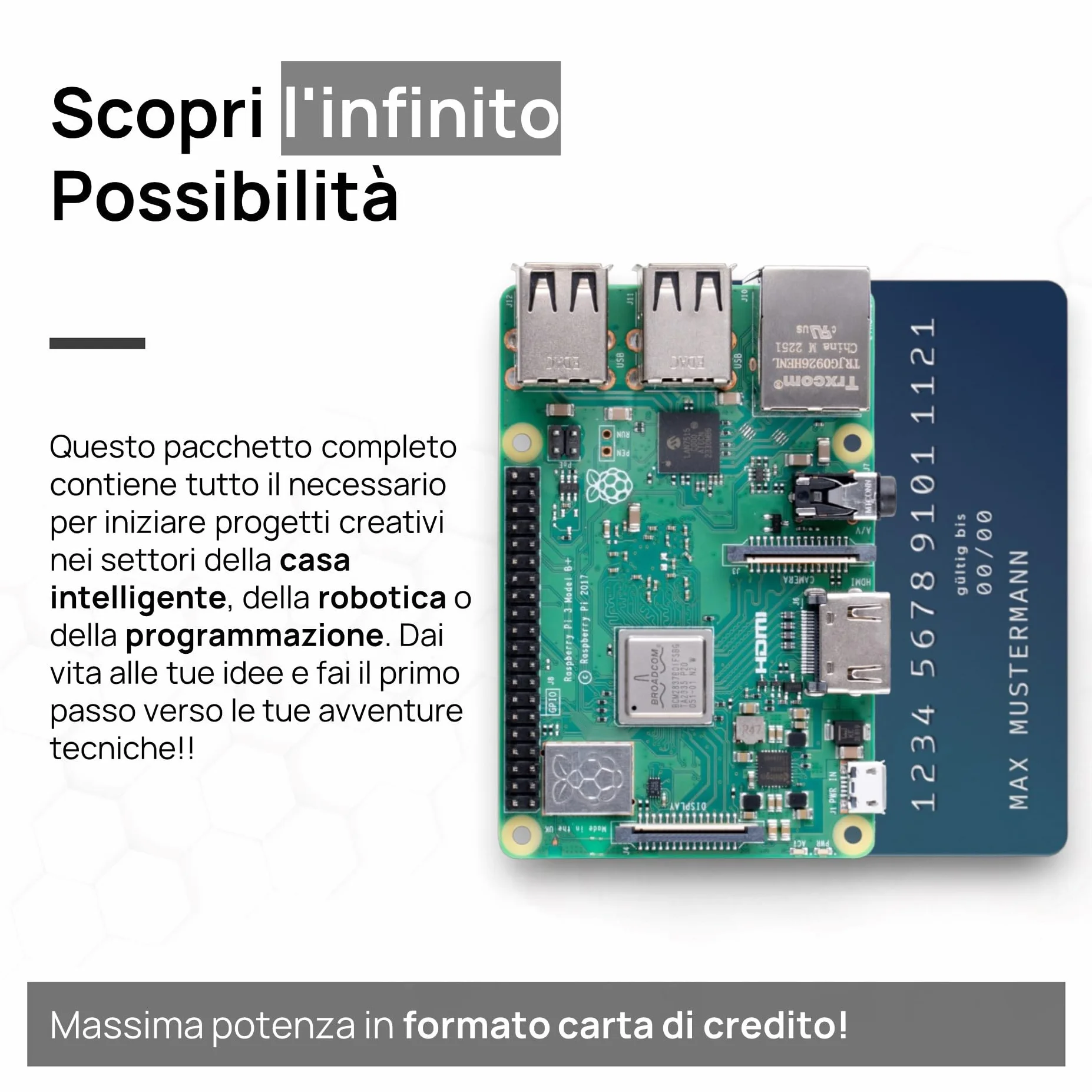 Raspberry Pi 3 B+ Starter Kit 64 GB Alimentatore 13W Alloggiamento Cavo HDMI 4K per Home Assistant Smart Home