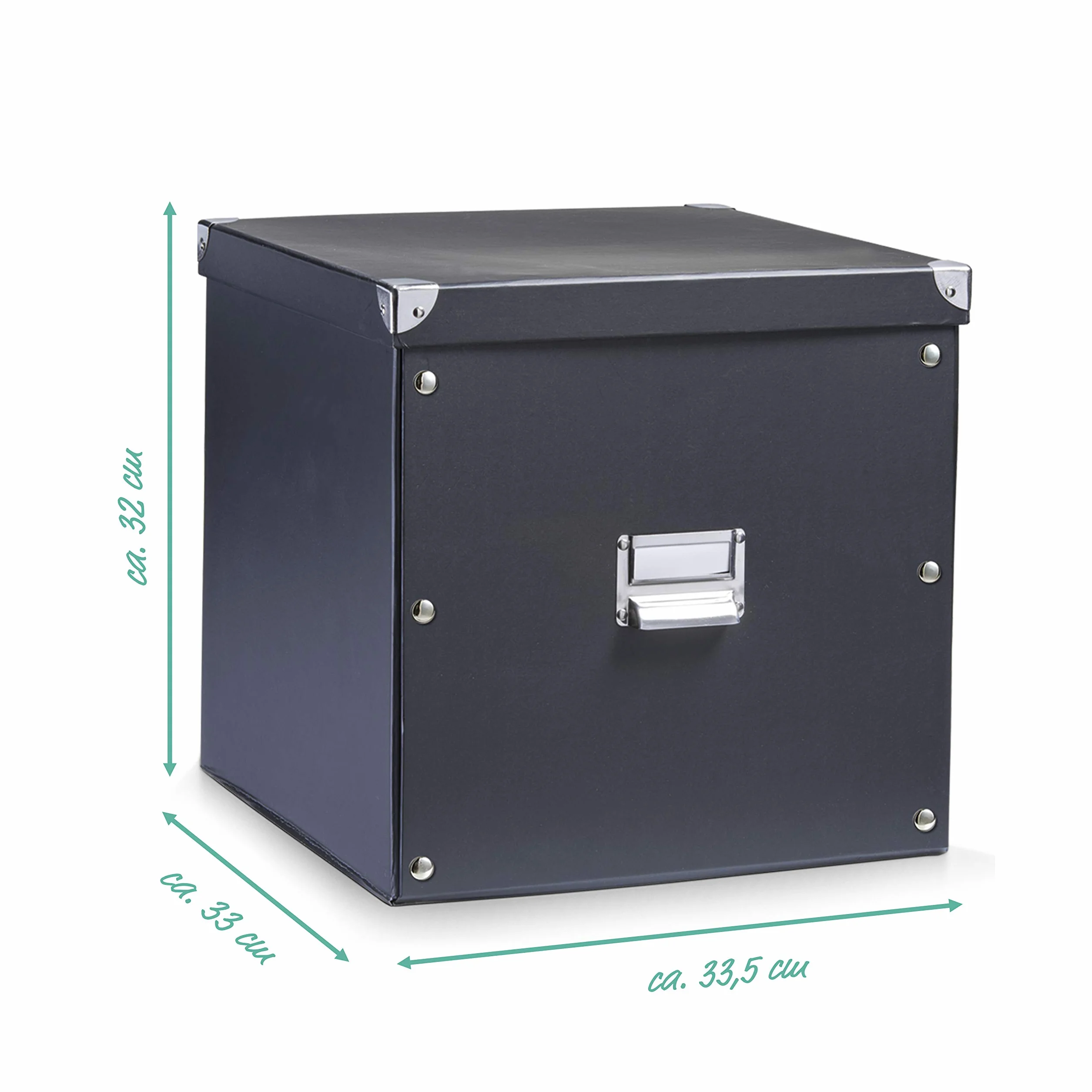 Zeller 17635 Scatola per archiviazione in cartone, 33.5 x 33 x 32 cm, colore: Nero
