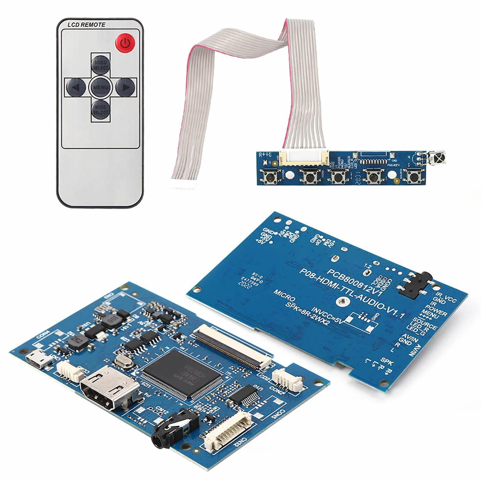 Fafeicy Scheda Controller HDMI per Schermo LCD 7 Pollici Kit Universale con Telecomando 1024x600 50 Pin 5V DC Materiale Cartone Sintetico