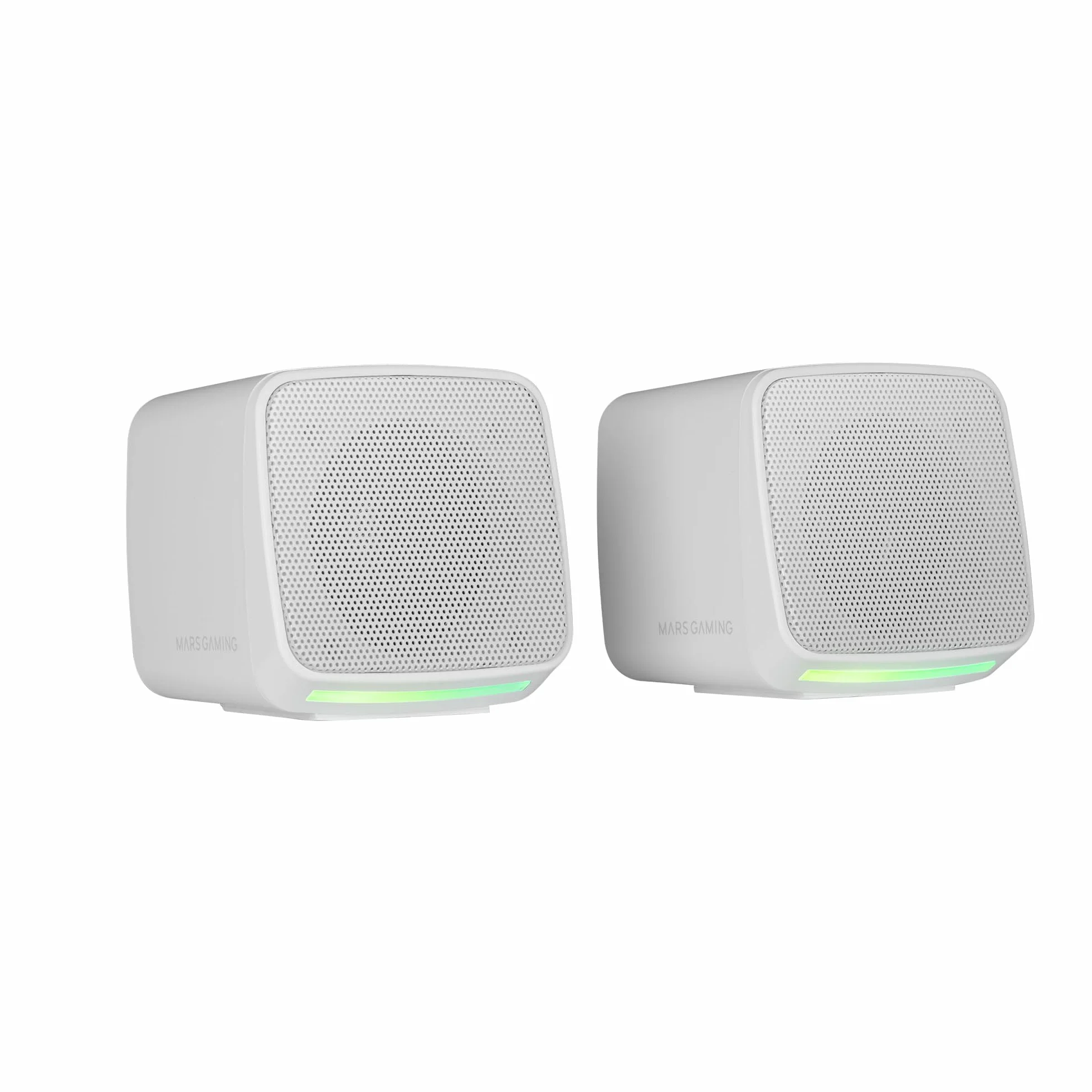 MARSGAMING MS-PRO Altoparlanti Gaming Compatti 10W RGB Flow Dinamica, Controllo Volume Jack 3.5mm, Bianco