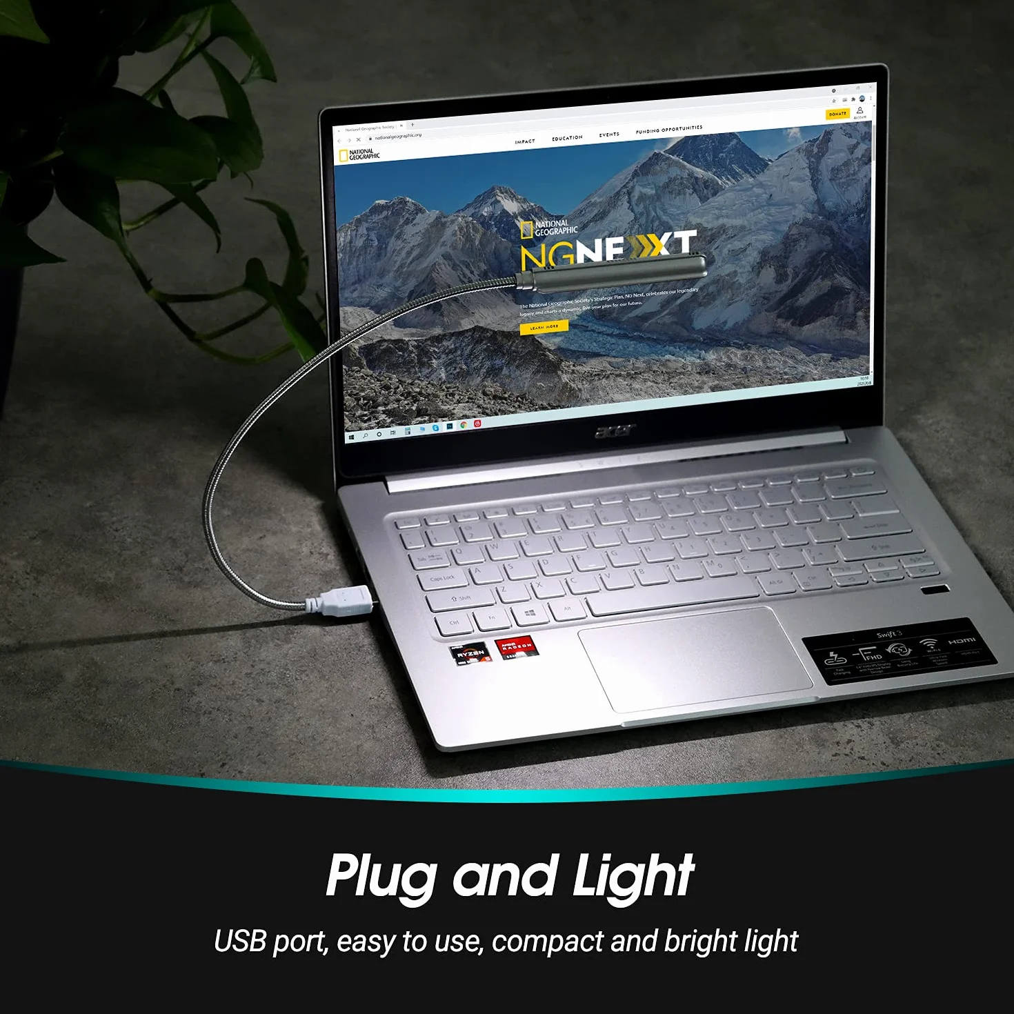 Daffodil ULT05 – USB LED light – 8 super luminoso LED lampada da lettura – Nessuna batteria necessaria – compatibile con PC e Mac