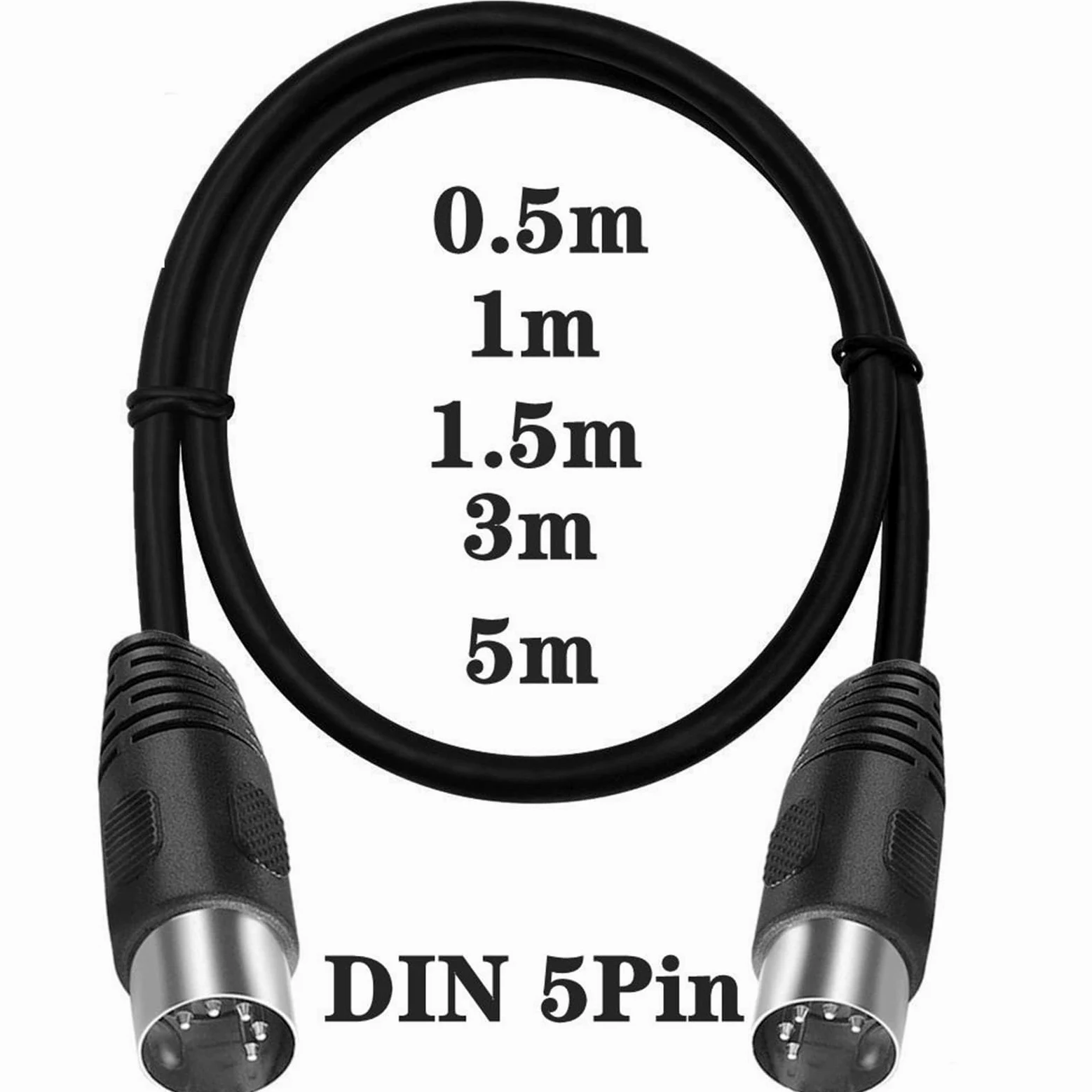 0.5m 1m 1.5m 3M 5m 90 gradi MIDI DIN 5PIN maschio a maschio Spina 5 pin DIN prolunga audio maschio cavo cavo din-5pin M/M cavo(Double Right 5pin,3m)