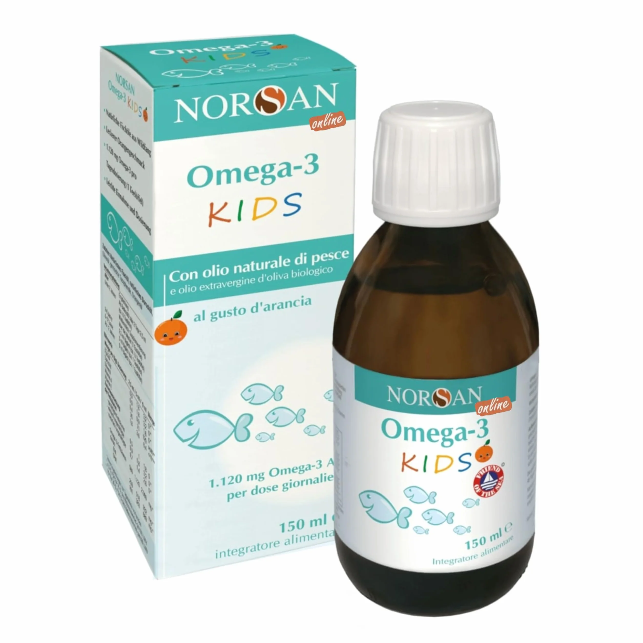 NORSAN Omega 3 FISK 150 ml – integratore bambini olio di pesce fegato merluzzo EPA DHA 1.120 mg