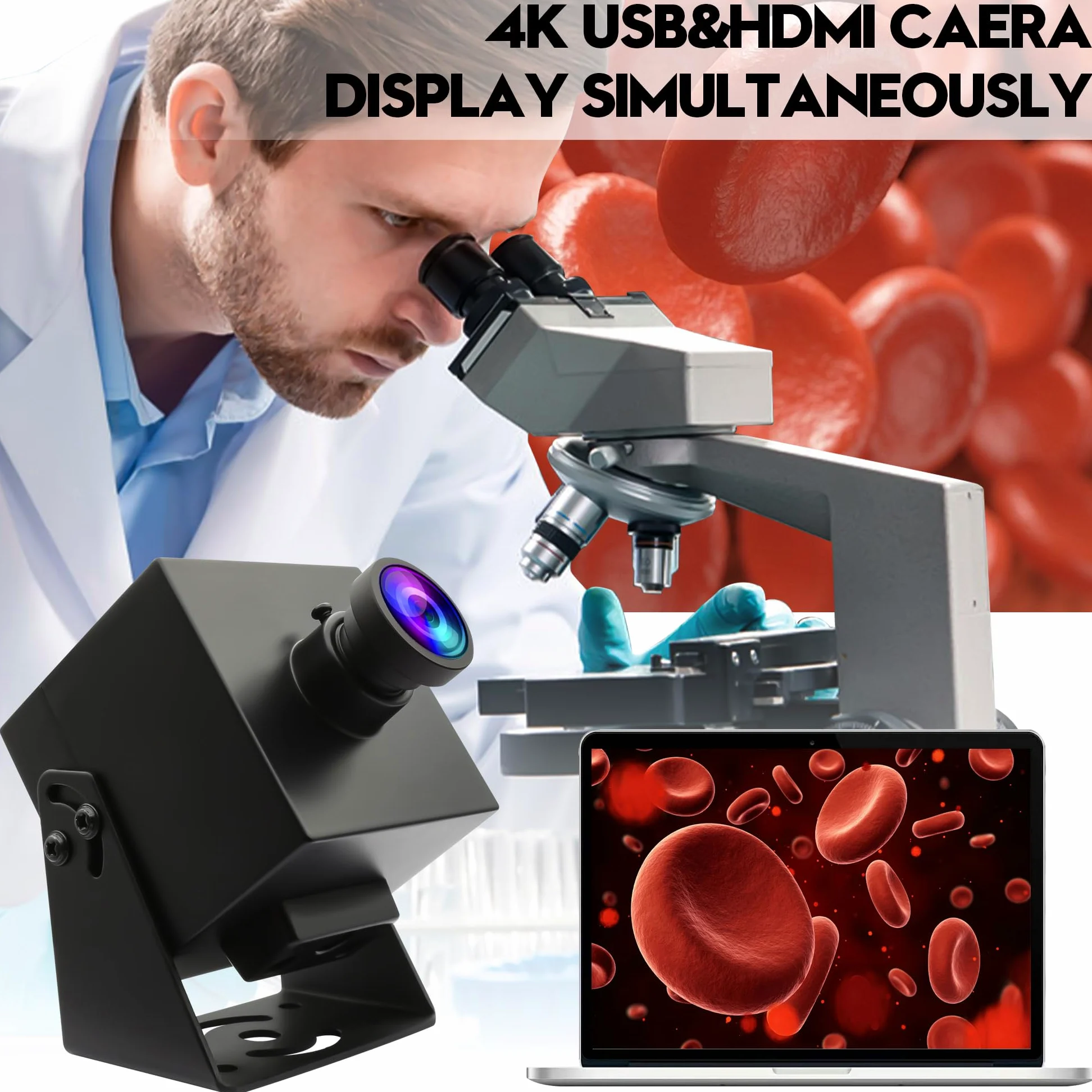 G Telecamera USB 4K Dual Output Webcam per computer, monitor, TV, grandangolo, PC, fotocamera, streaming senza distorsioni, fotocamera Lightburn H.264, telecamera di sicurezza USB (obiettivo a bassa