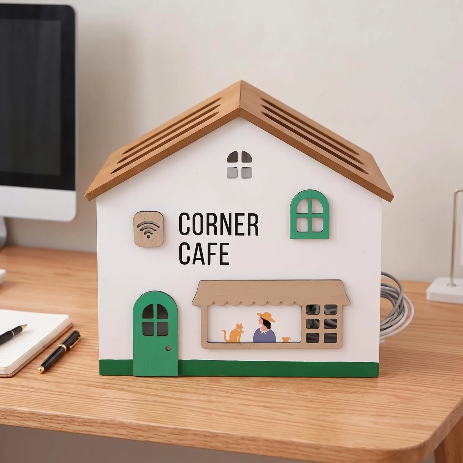 Scatola Organizer per Cavi Resistente | In Legno, Decorativo, Organizzatore per cavo Coperchio