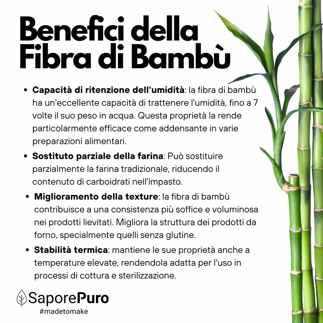 SaporePuro Fibra di Bambù Alimentare 500 gr Farina a Basso Contenuto di Carboidrati