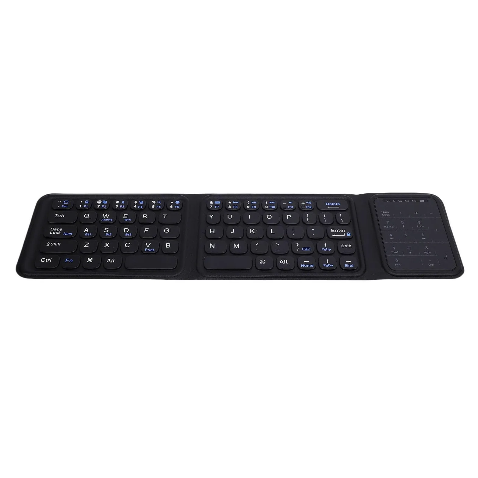 Tosuny Tastiera Bluetooth Pieghevole con Touchpad e Tastierino Numerico, Tastiera Wireless Portatile, USB C Ricaricabile, Ultra Sottile e Silenziosa, Tastiere Pieghevoli da Viaggio