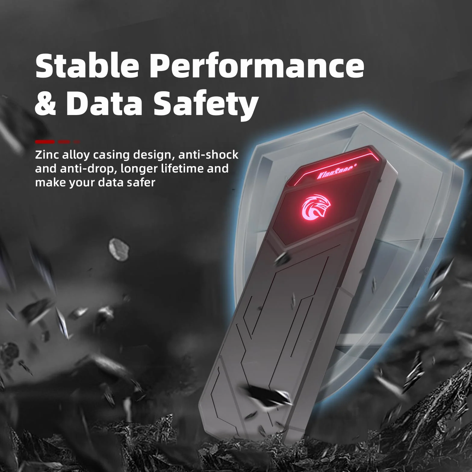 KingSpec Z5 512GB Portable SSD esterno con luce RGB - fino a 2100MB/s, alloggiamento in lega di zinco, interfaccia USB 3.2 Gen2x2, hard disk a stato solido estremo, compatibile con