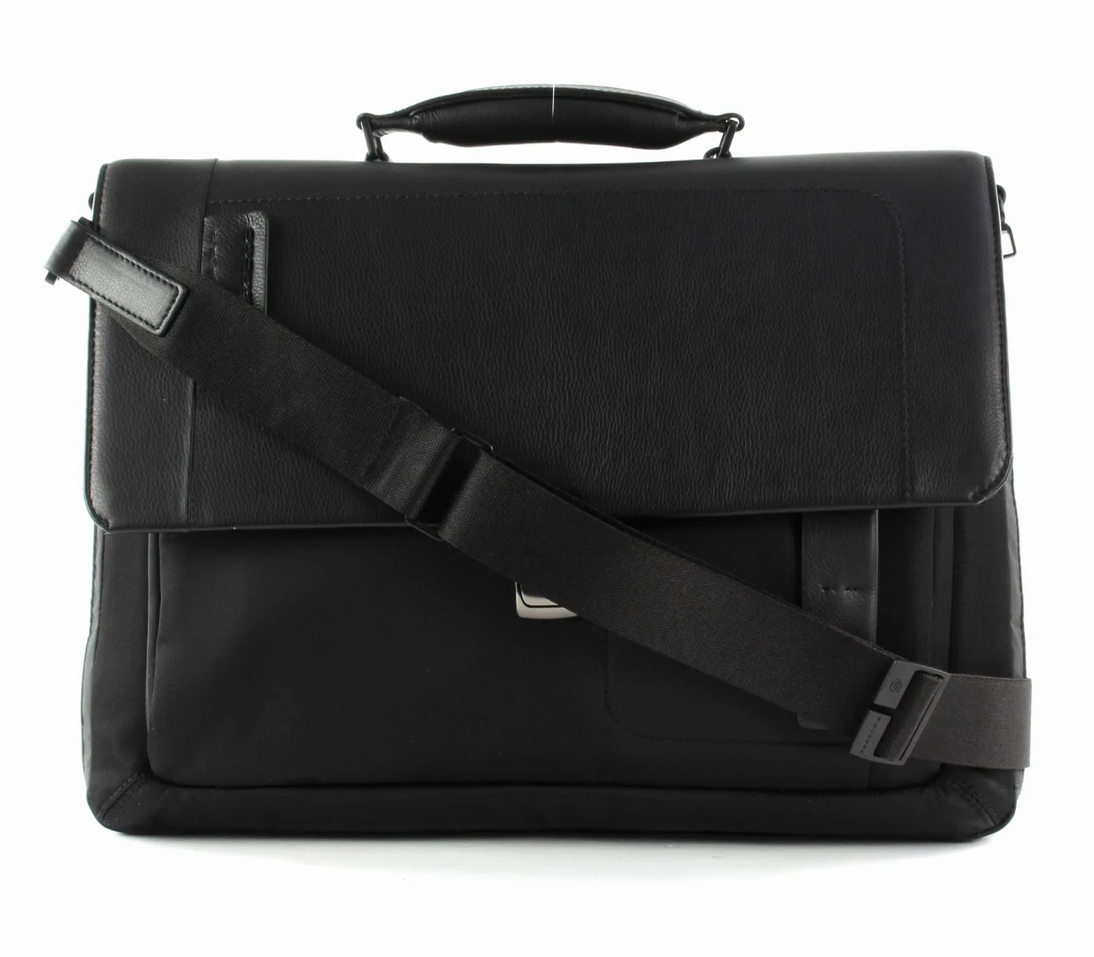 PIQUADRO P16 Cartella con patta ed espansione in pelle e tessuto porta PC 15" ad uno scomparto