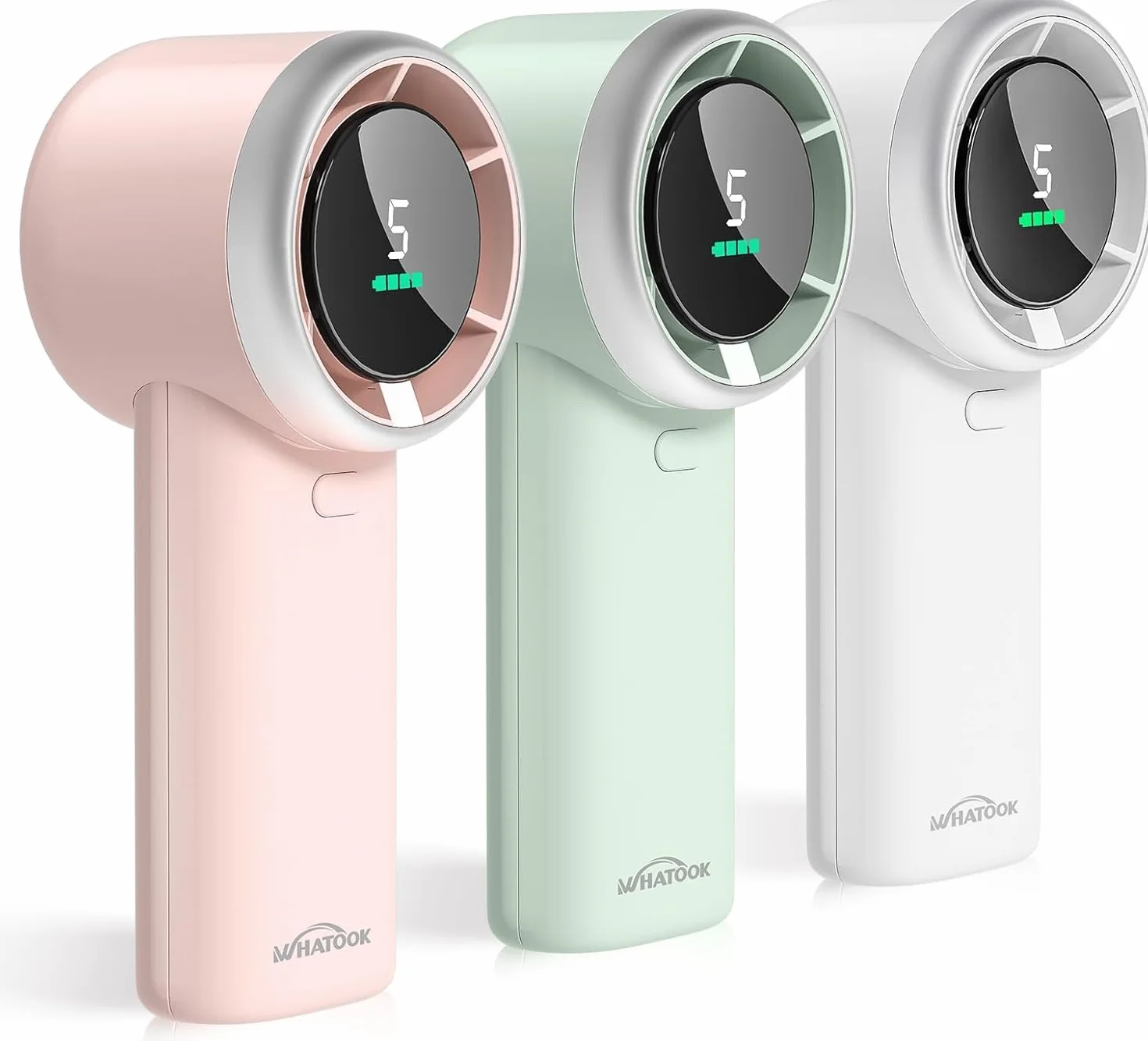 WHATOOK Ventilatore Turbo Portatile Potente: 13500 RPM Raffreddamento Istantaneo, USB Ricarica Rapida 2H, Mini Ventola a Mano Personale con 5 Velocità, Display HD per Viaggi/Sport/Spiaggia (Nero)