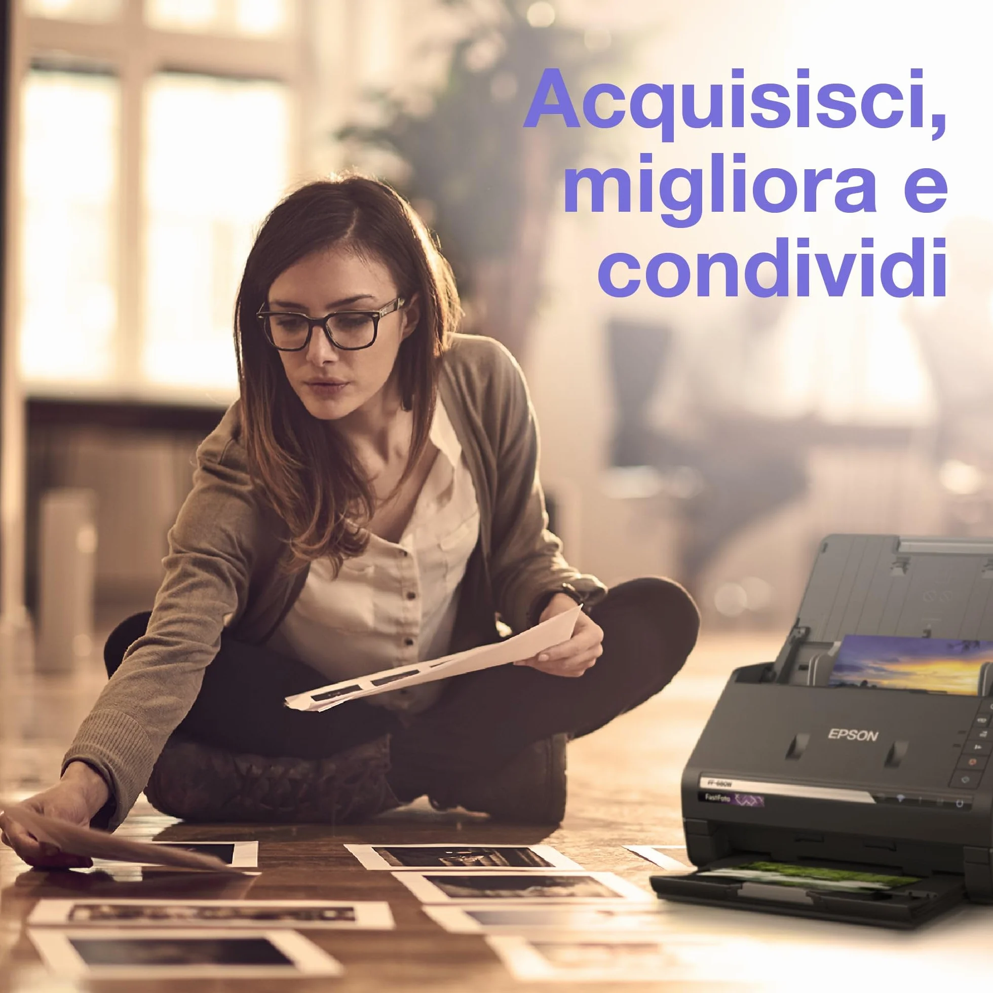 Epson Fastfoto FF-680W Scanner Rapido con Alimentatore Automatico, 600 Dpi, 45 Ppm, Wi-Fi, OCR