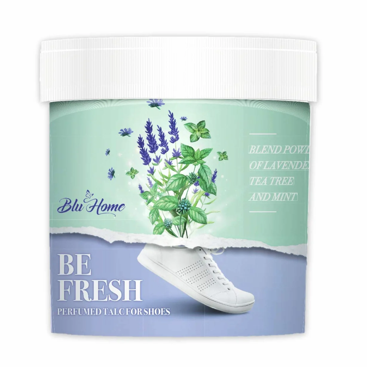 Blu Home BE FRESH Talco Elimina Odori per Scarpe Profuma Scarpe con Oli Essenziali 100% Naturali 100 g