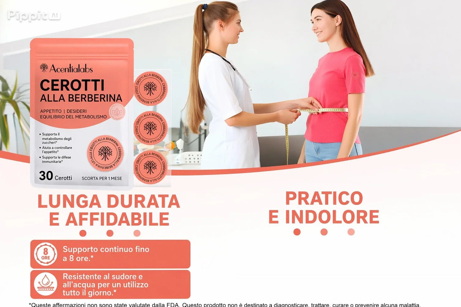 Acentiallabs Cerotti Benessere Metabolico con Berberina, Cannella e Cromo, 30 Cerotti