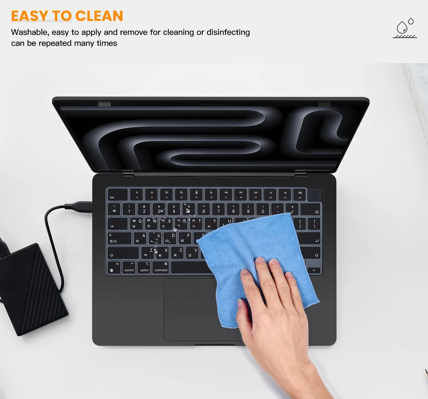 Cover per tastiera coreana in silicone per MacBook Pro 2023 2022 2021 da 14,2 pollici Apple MacBook Pro 14 A2442 A2779/16,1 pollici MacBook Pro 16 A2485 A2780 con chip M3 M2 M1 Pro Max, nero