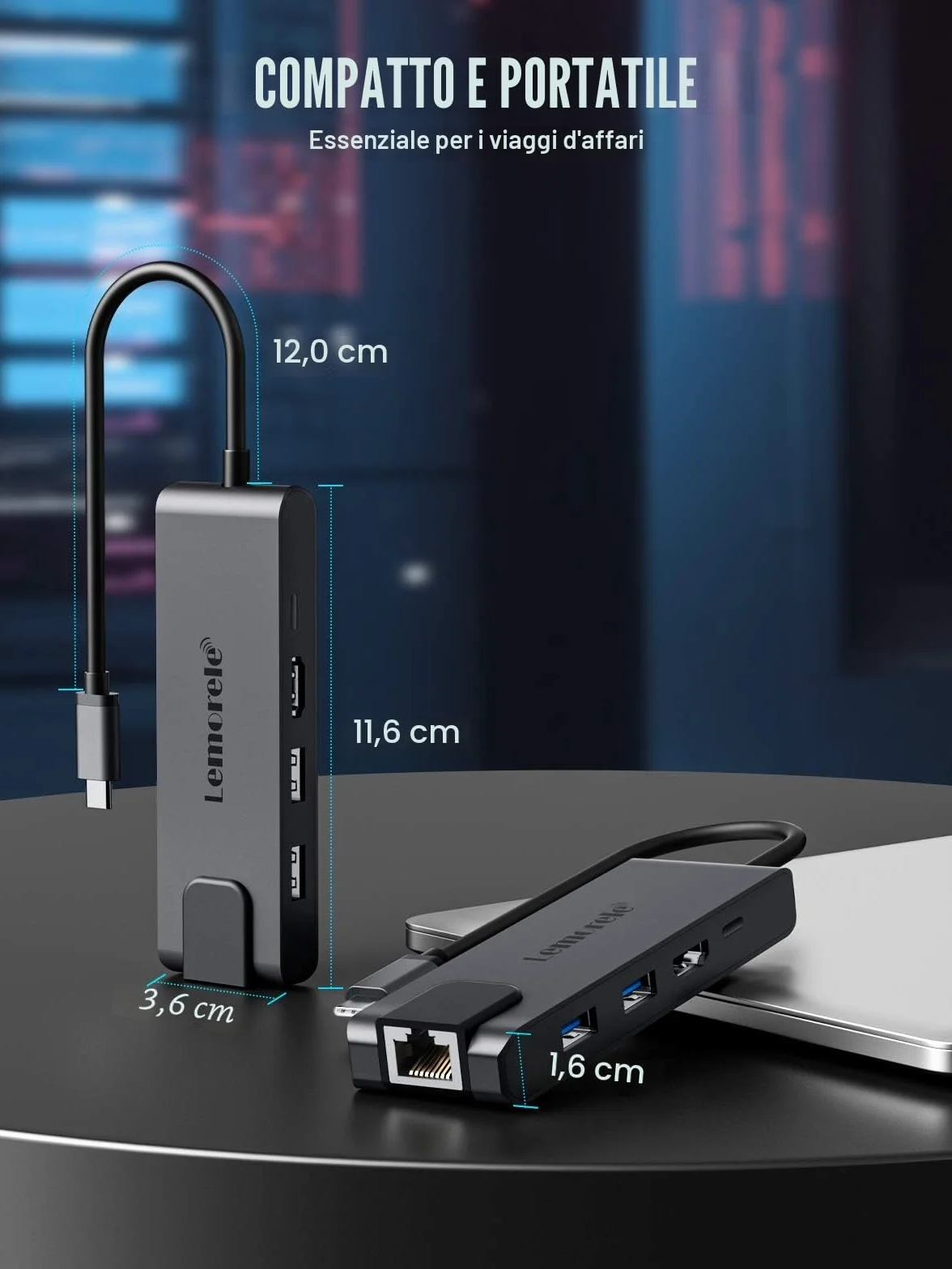 Lemorele Hub USB C con Gigabit, adattatore USB C 5 in 1 a RJ45 Ethernet 1000Mbps, 4K HDMI, 2 USB 3.0, 100W PD, per SteamDeck, MacBook Pro/Air, iPad, ChromeBook Pixel, Matebook, PC Tablet Type-C