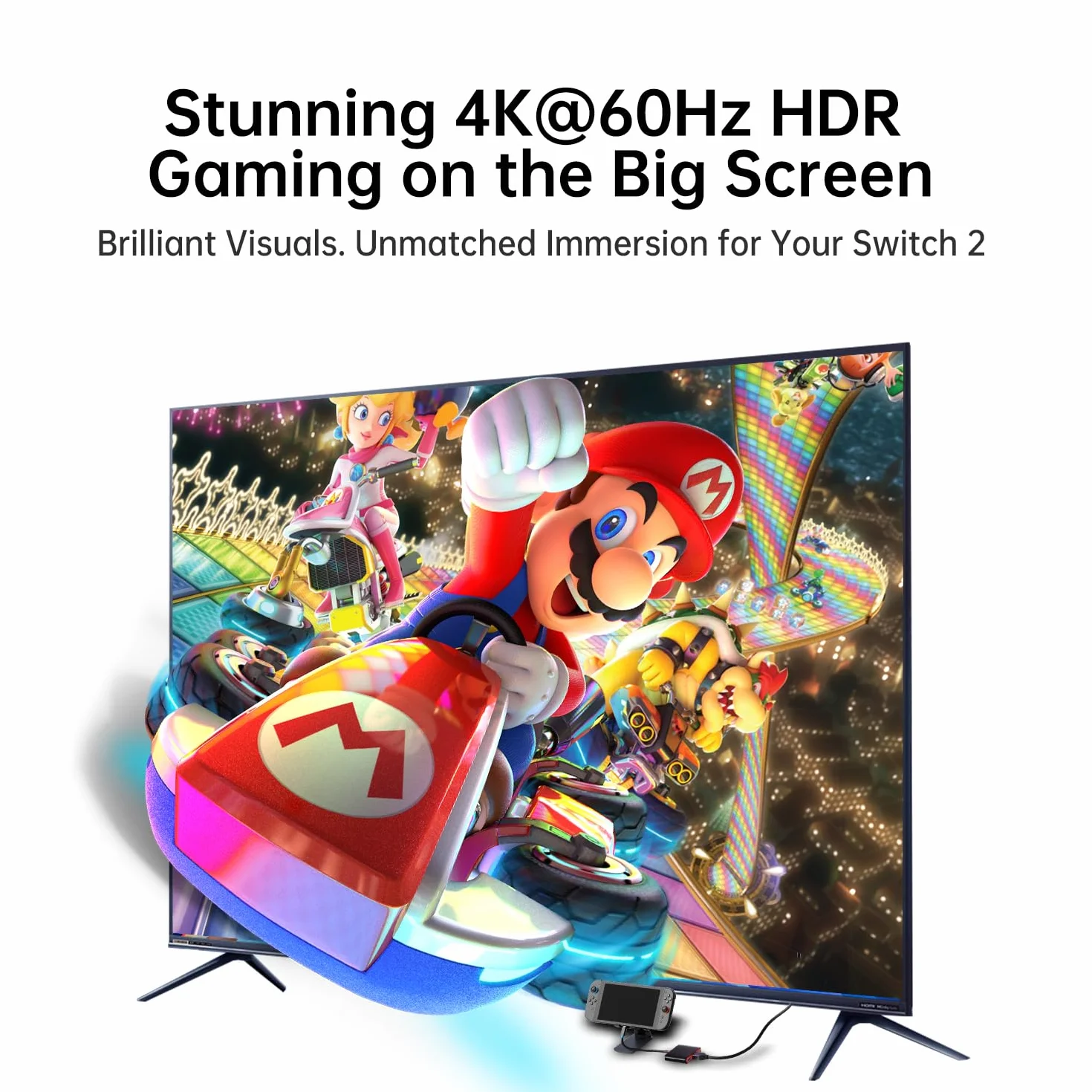 Sostituto Dock per Switch 2, 4K@60Hz HDR, 100W PD, USB-A 3.1 10Gbps, Dock Portatile per Viaggi e Gaming, Dissipazione in Alluminio Perfetto per Steam Deck, Switch OLED/2/1, Supporta l'ultimo Firmware