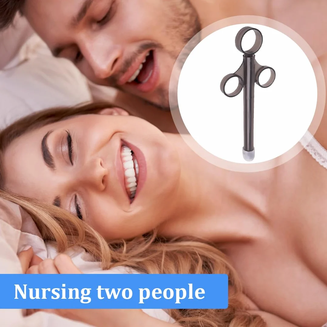 Applicatore Lubrificante Riutilizzabile Portatile Siringa Vaginale con Anello di Trazione e Presa per le Dita Nero