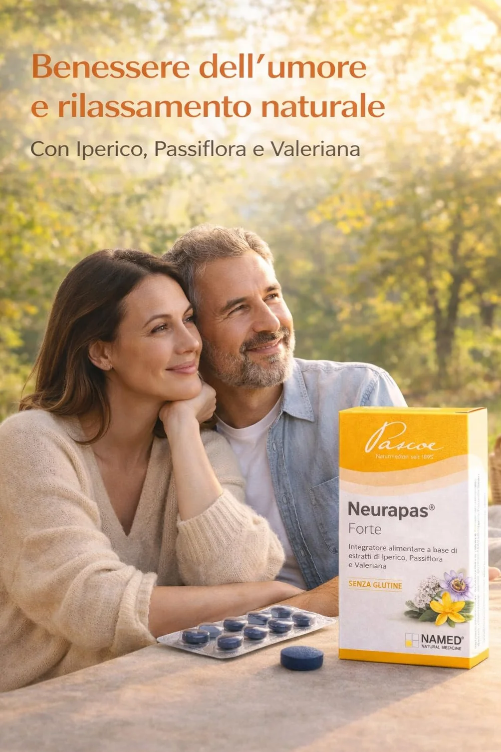 NAMED Neurapas Forte 60 Compresse 16,8 g Integratore Alimentare per Umore, Rilassamento, Stress, Ansia e Insonnia