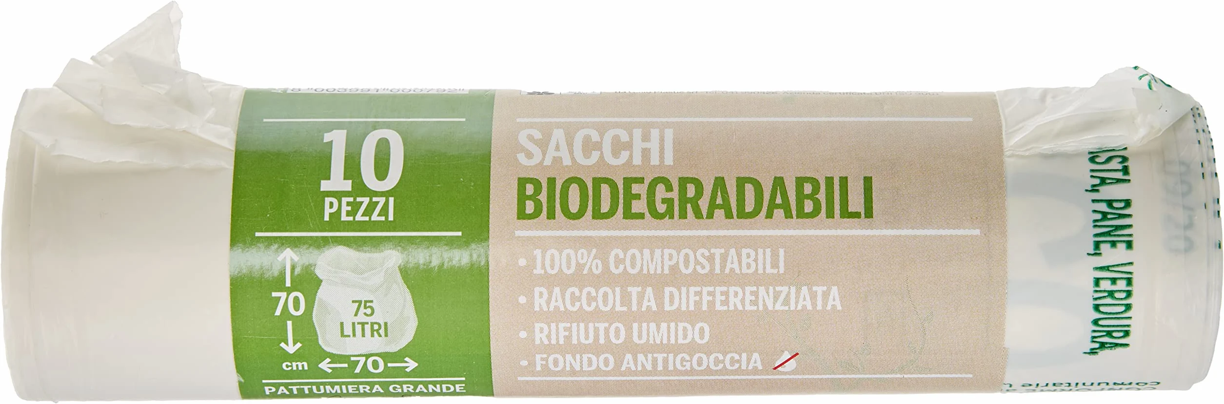 GALLO Bio 75L Biodegradabili Compostabili Sacchi 70x70 cm 10 Pezzi