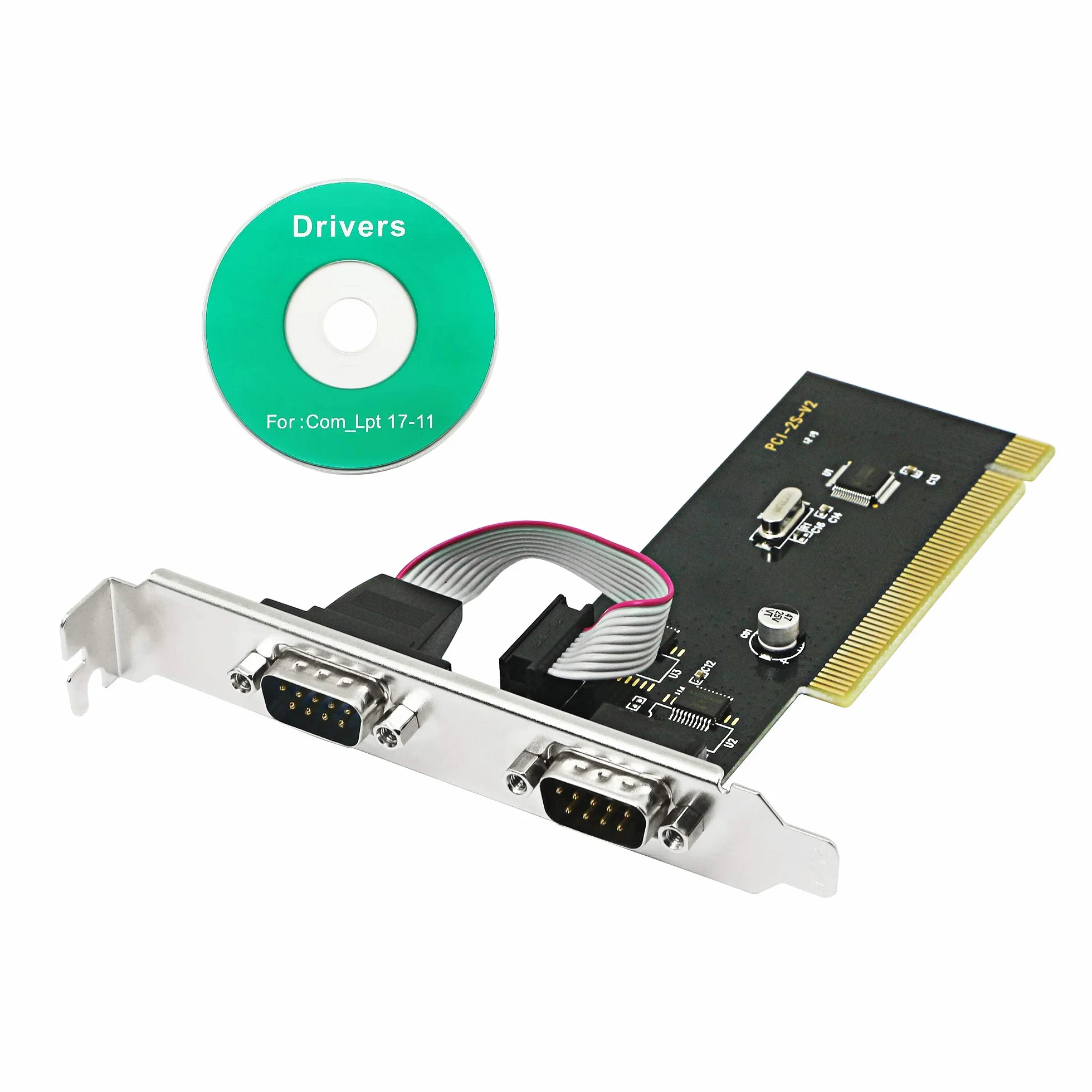 CERRXIAN Scheda di espansione PCI a 2 porte seriali DB9, connettori PCI a 2 porte COM serie RS232 a 9 pin