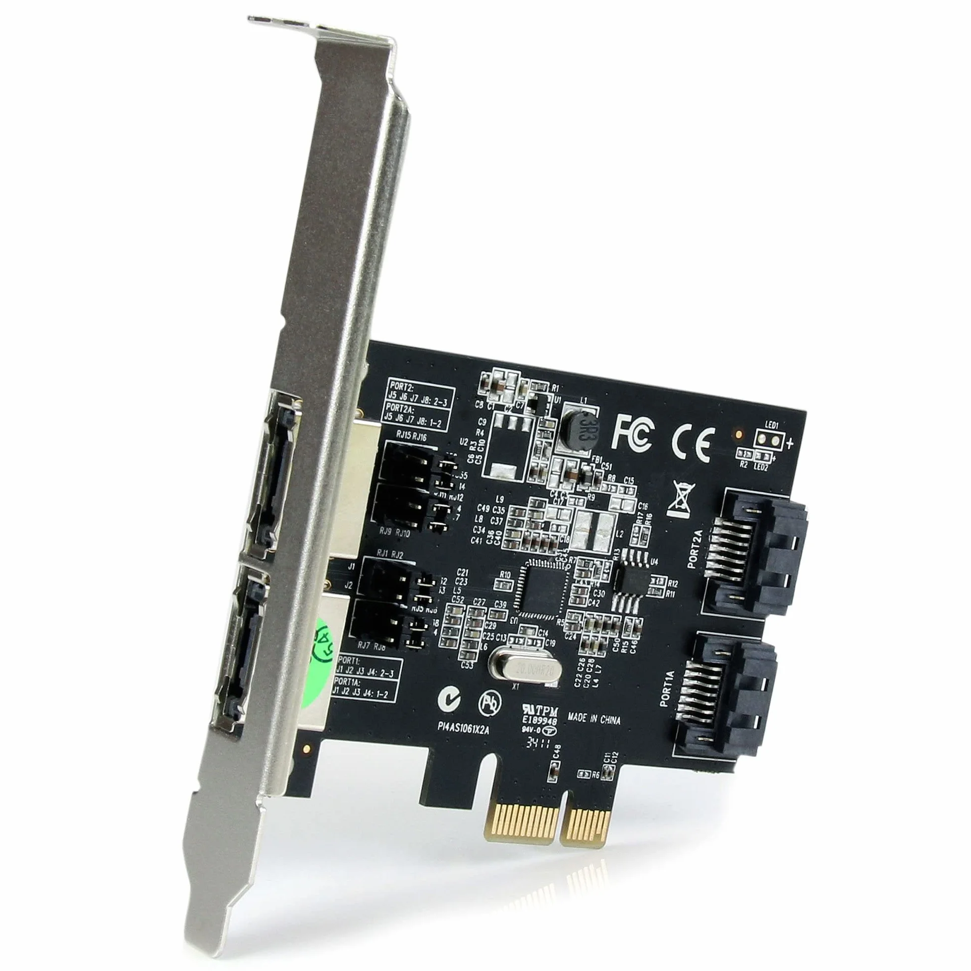 StarTech.Com 2 Port SATA III PCI Express Schnittstellenkarte - Speicher-Controller - 2 Sender/Kanal - SATA 6Gb/s/eSATA 6Gb/s Low Profile - 600 MBps - PCIe x1