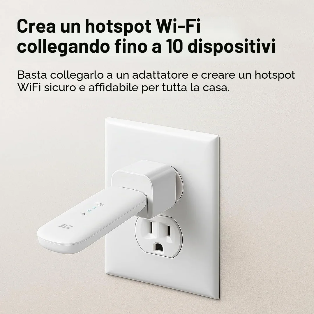 ZTE MF79U Modem USB Wi-Fi sbloccato Hotspot da viaggio per 10 dispositivi Bianco
