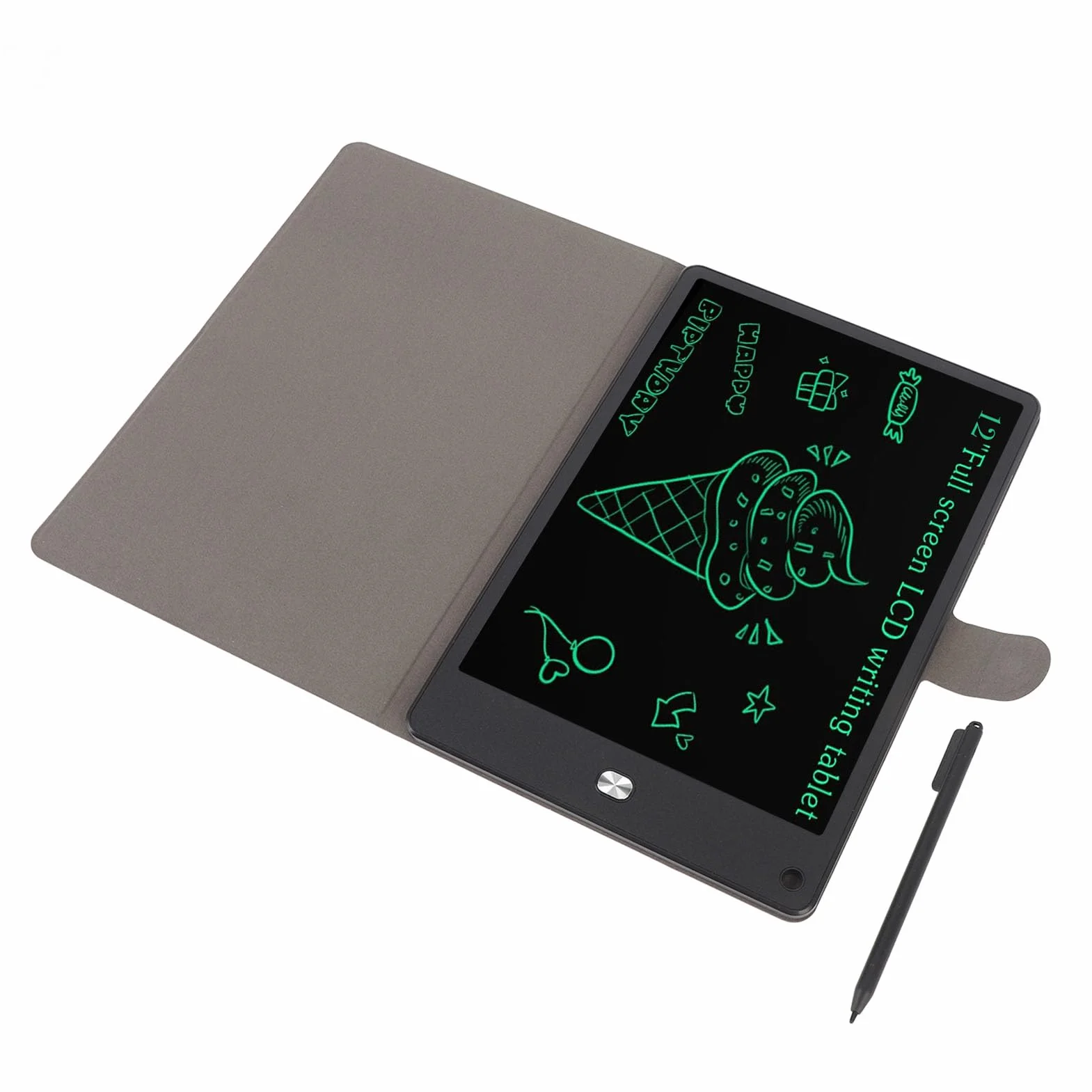 Tablet di Scrittura LCD 12 Pollici per Adulti, Schermo Intero PU, Nero