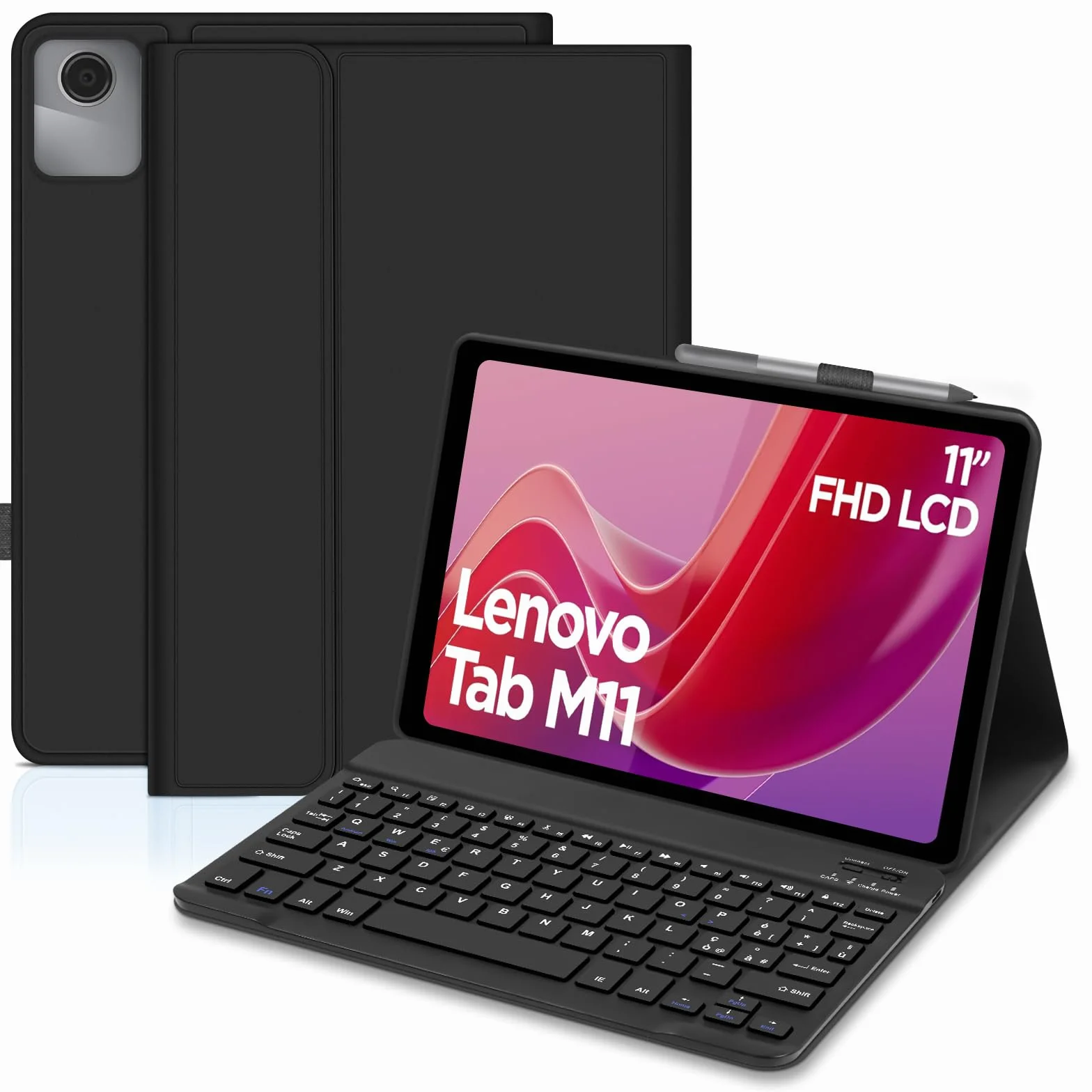 Tastiera Custodia per Lenovo Tab M11 2024 11 Pollici, Italiano QWERTY Rimovibile Bluetooth tastiera,Custodia con Supporto Pencil per Lenovo Tab M11 11" 2024 -Nero