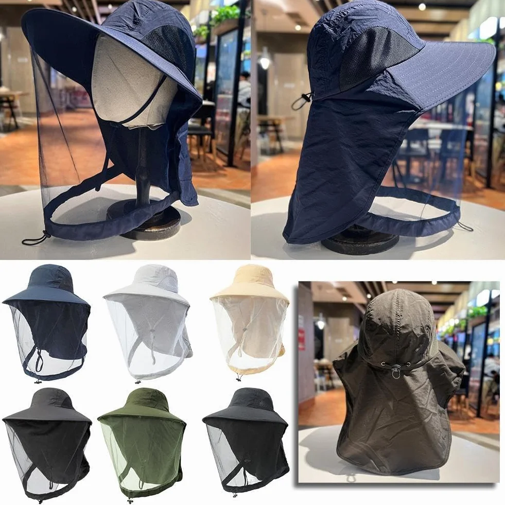 Cappello da Safari con Velo Zanzariera Protezione Insetti Sole Pesca