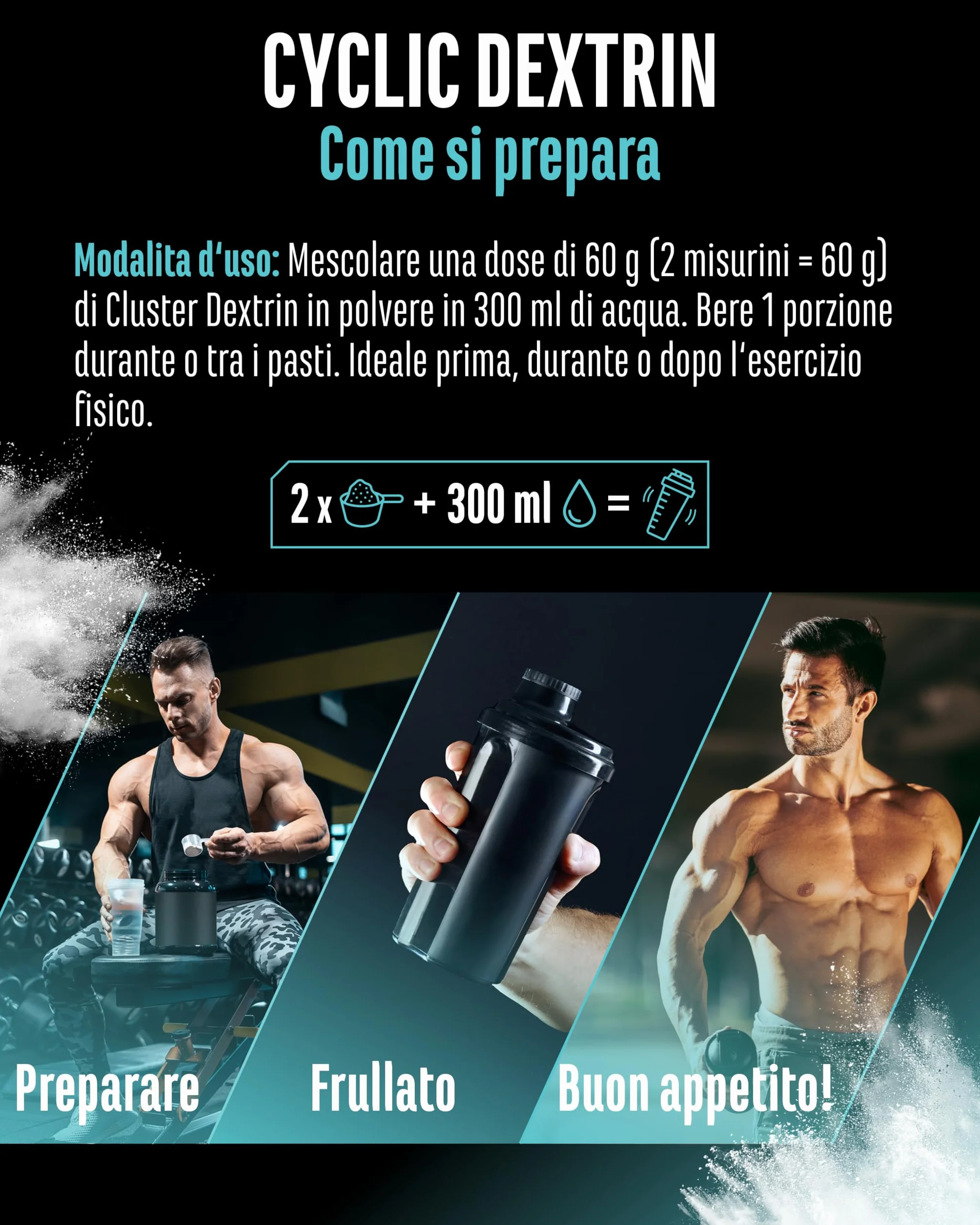 Cluster Dextrin® 1000 g - Polvere di carboidrati ciclica - Destrina ramificata - Energia vegana