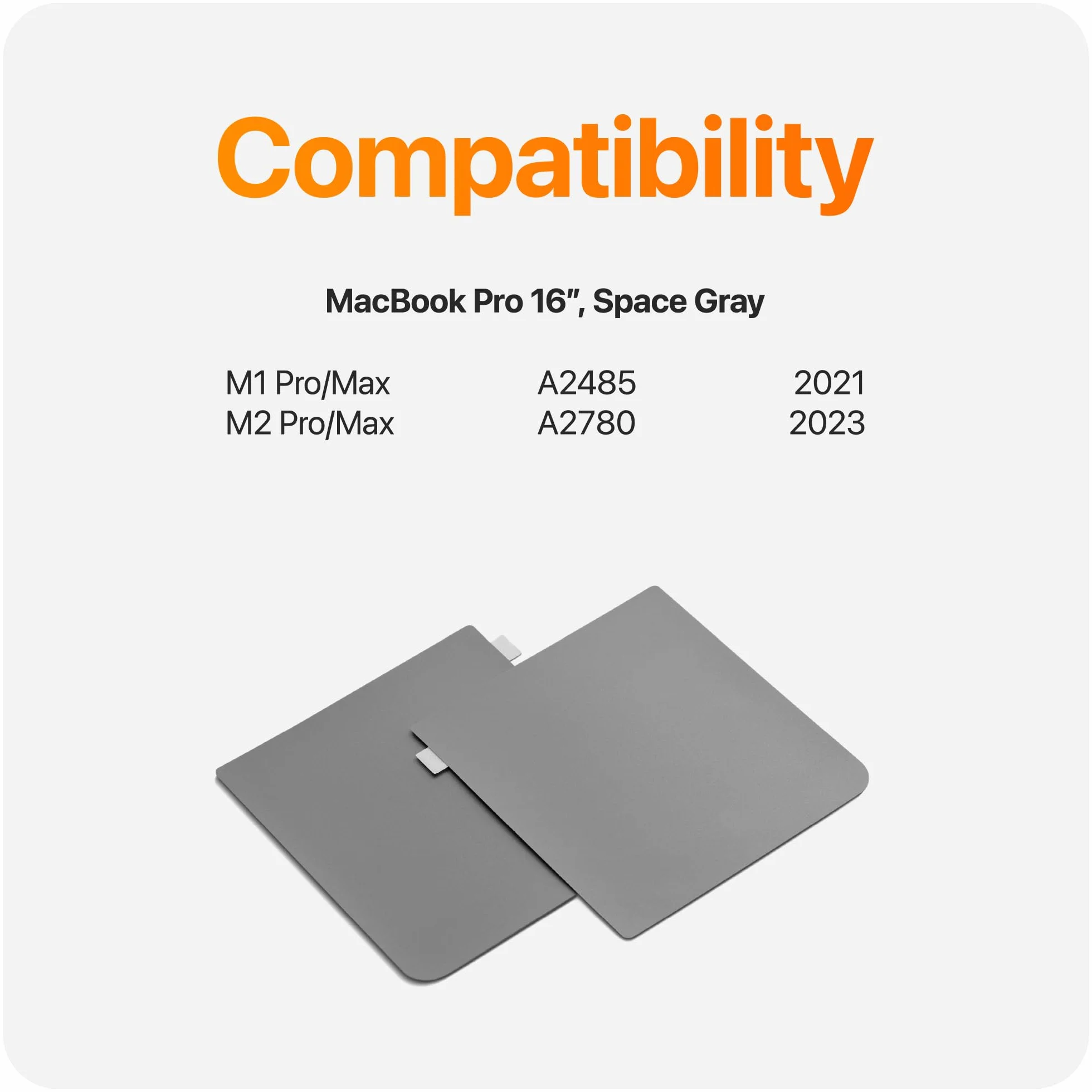 UPPERCASE GhostShield Premium Palm Rest Protector Skin Cover Set, Protezione da graffi e usura, compatibile con MacBook Pro 16" 2023 2021 con M2/M1 Pro/Max, A2485 A2780, grigio siderale
